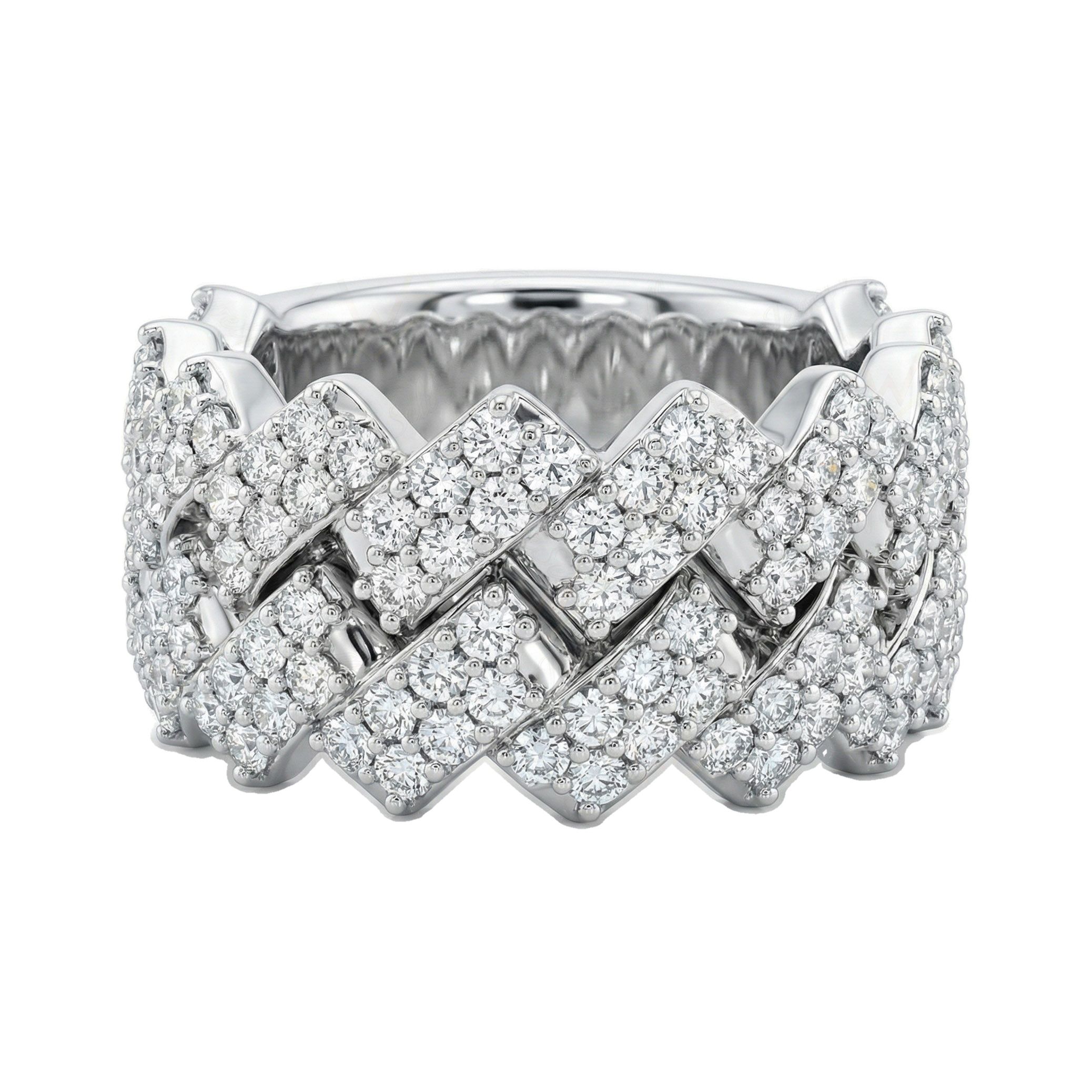 2.40 ct EF VS Lab Grown Diamond Mens Cuban Ring in 10k White Gold _ Sz0400 20276