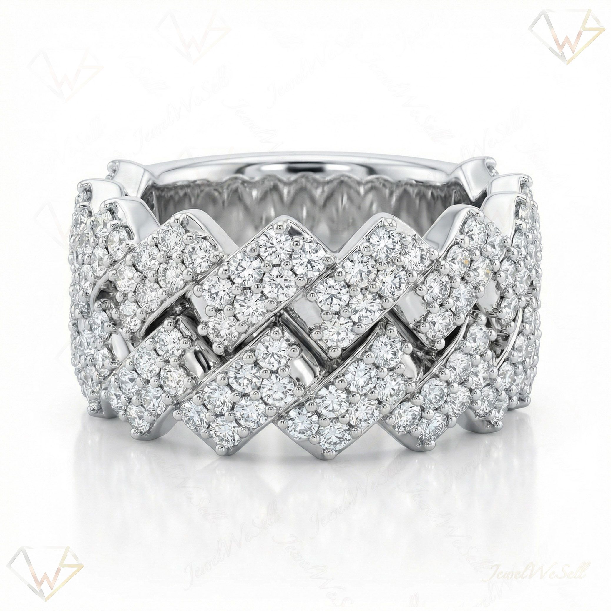 2.40 ct EF VS Lab Grown Diamond Mens Cuban Ring in 10k White Gold _ Sz0600 20276