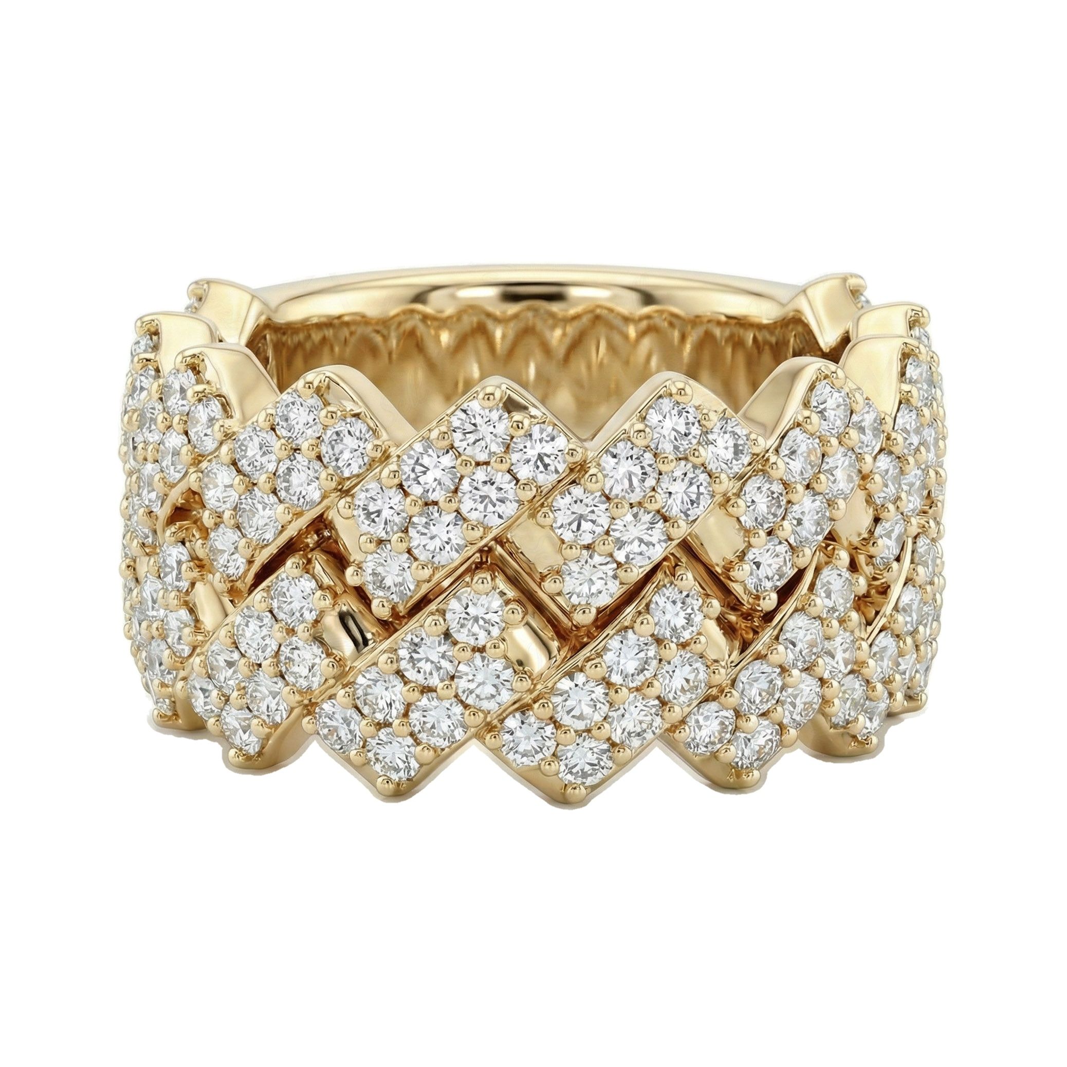 2.40 ct EF VS Lab Grown Diamond Mens Cuban Ring in 10k Yellow Gold _ Sz0400 20276