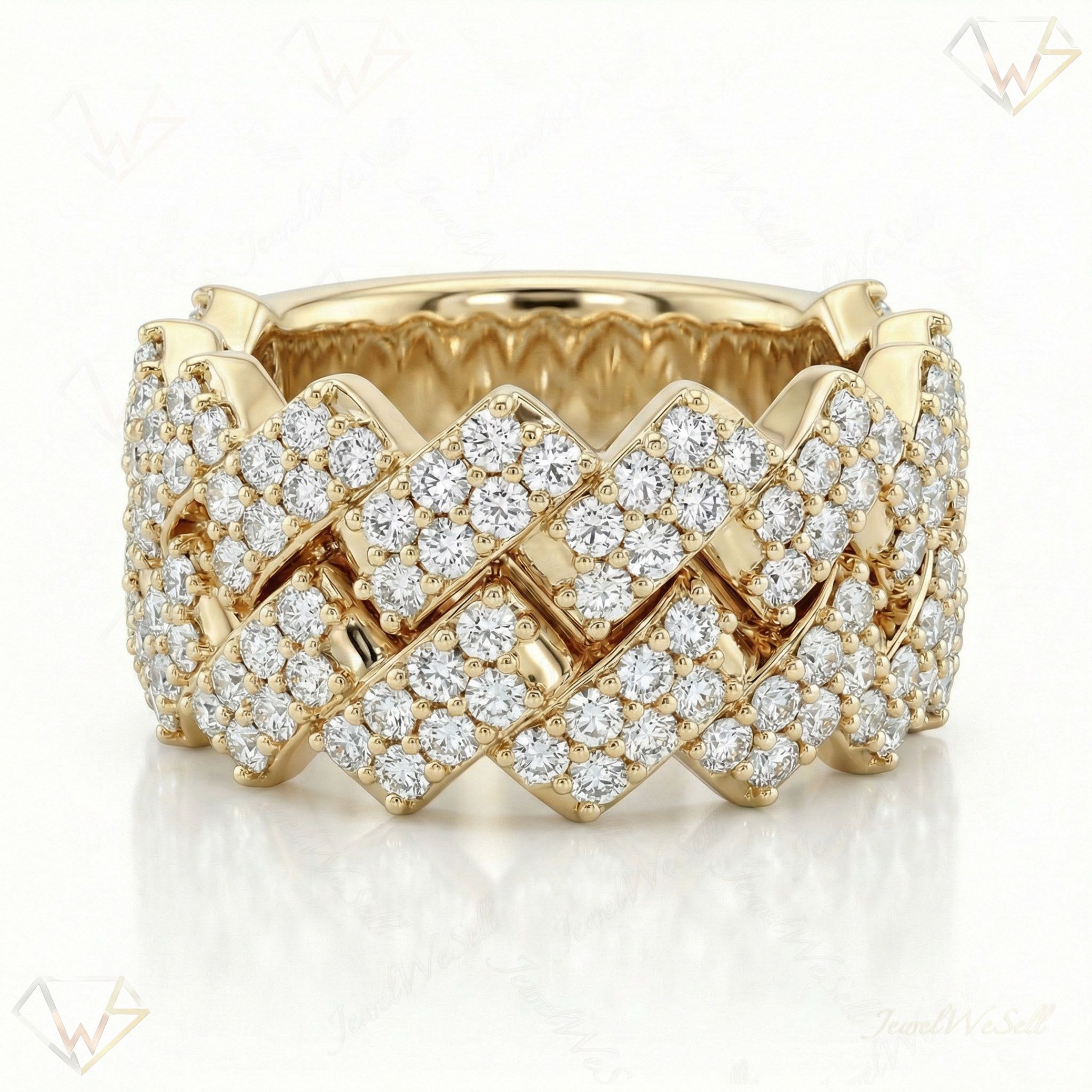 2.40 ct EF VS Lab Grown Diamond Mens Cuban Ring in 14k Yellow Gold _ Sz0700 20276