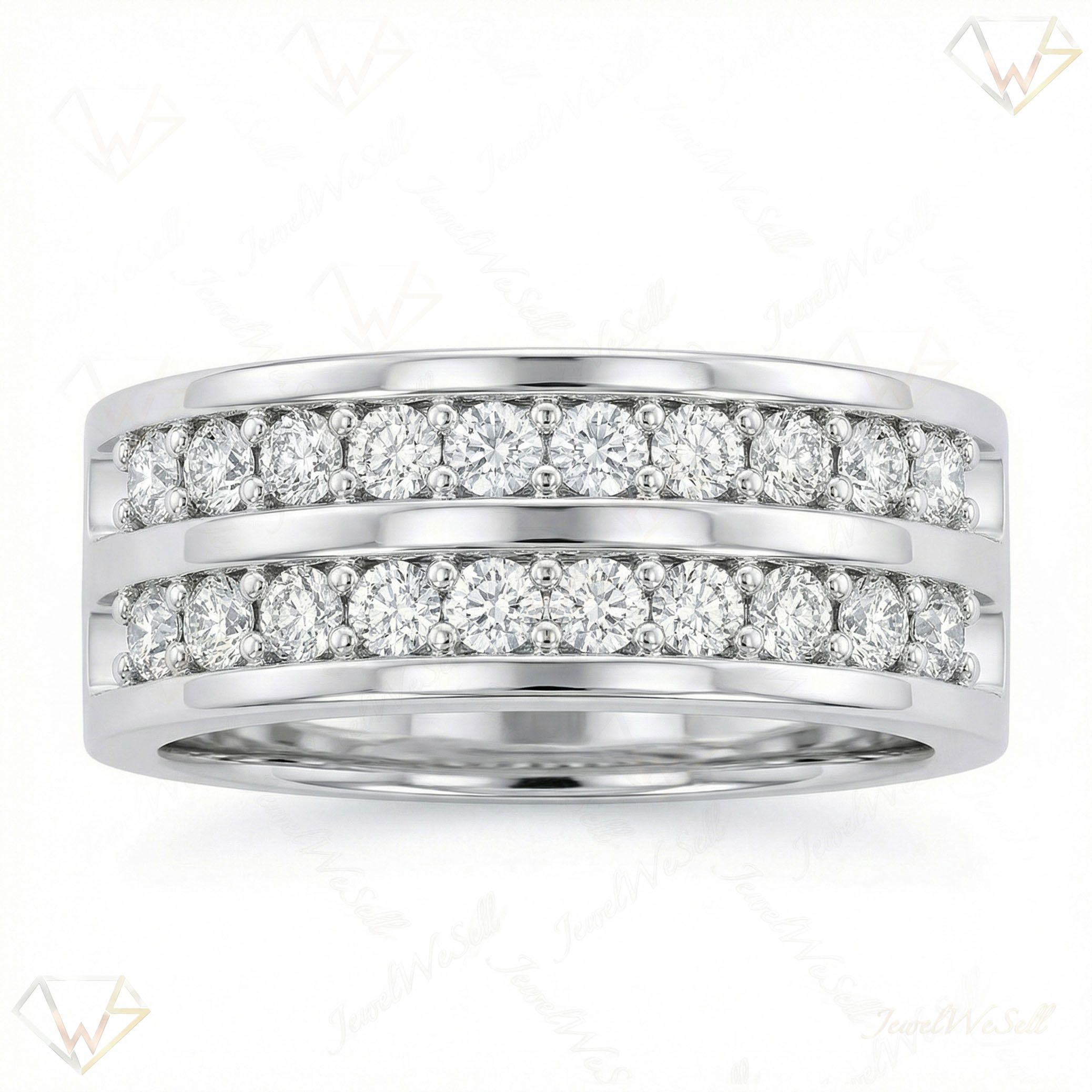 1.15 ct EF VS Lab Grown Diamond Multi Row Wedding Band in 14k White Gold _ Sz0550 2189