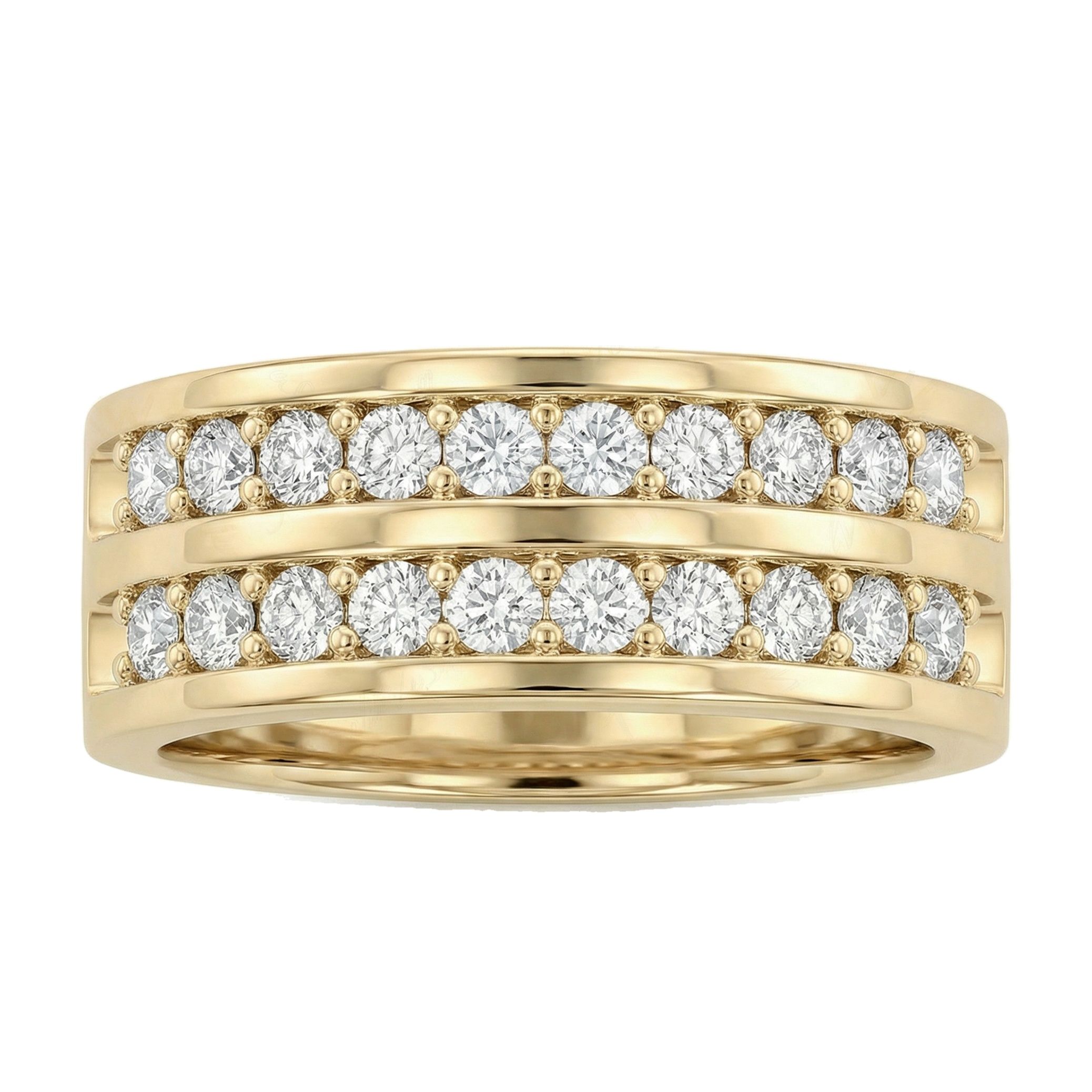 1.15 ct EF VS Lab Grown Diamond Multi Row Wedding Band in 10k Yellow Gold _ Sz0550 2189