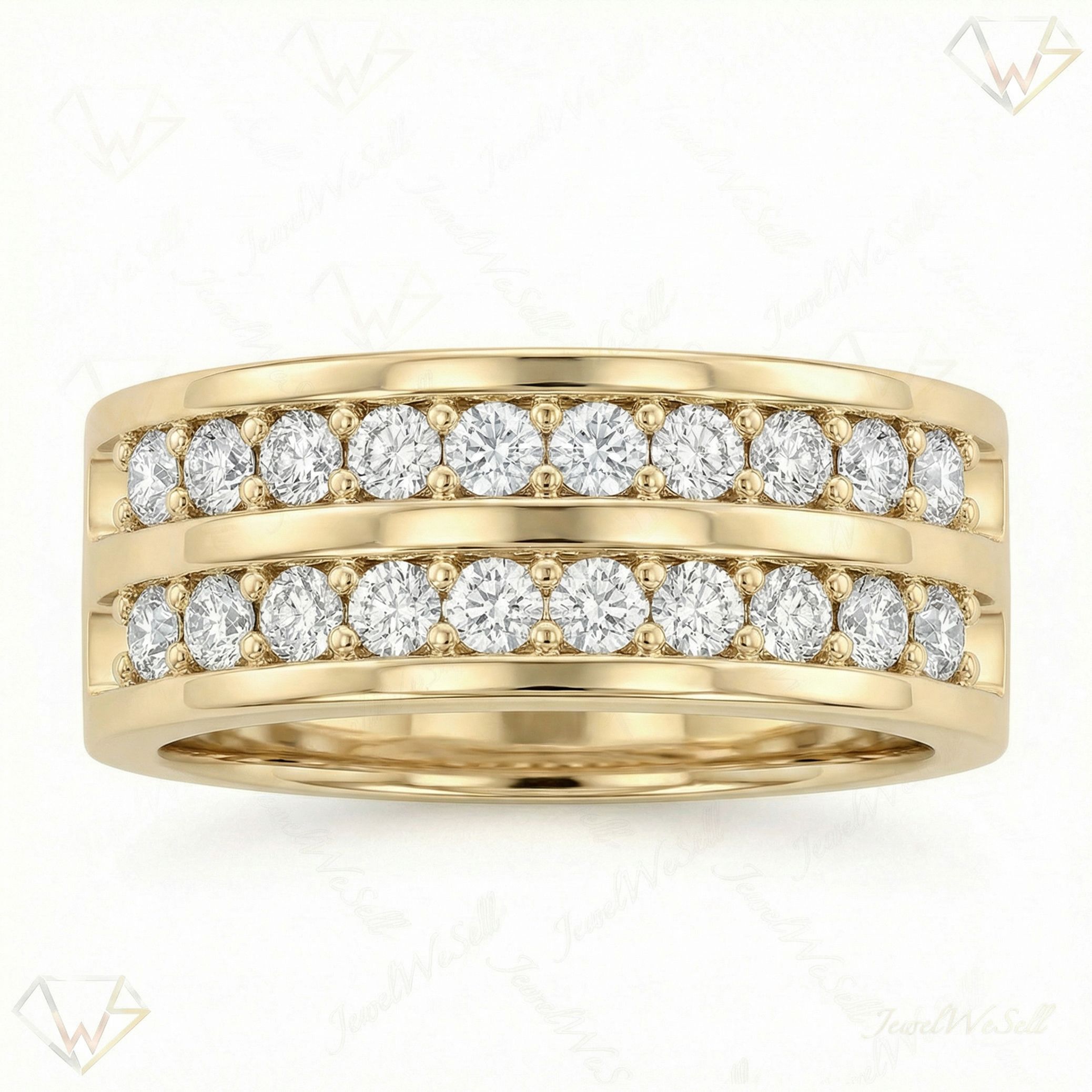 1.15 ct EF VS Lab Grown Diamond Multi Row Wedding Band in 10k Yellow Gold _ Sz0525 2189