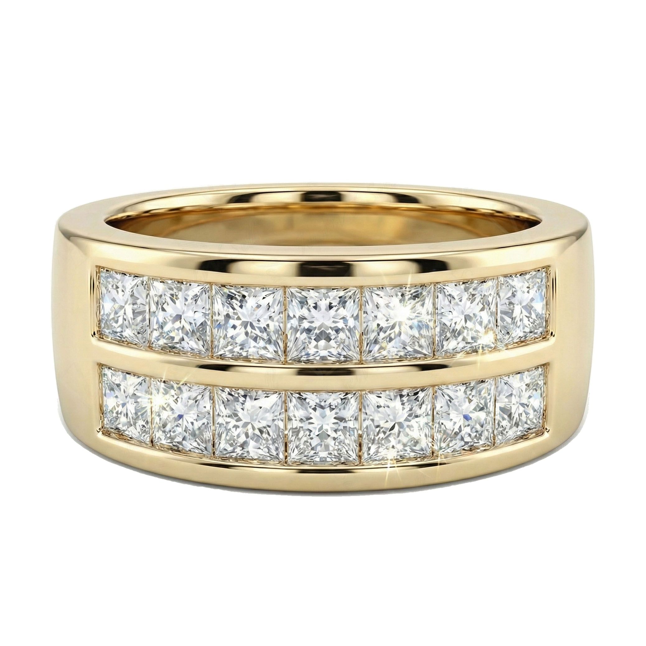 1.25 ct EF VS Lab Grown Diamond Multi Row Wedding Band in 14k Yellow Gold _ Sz0475 2299