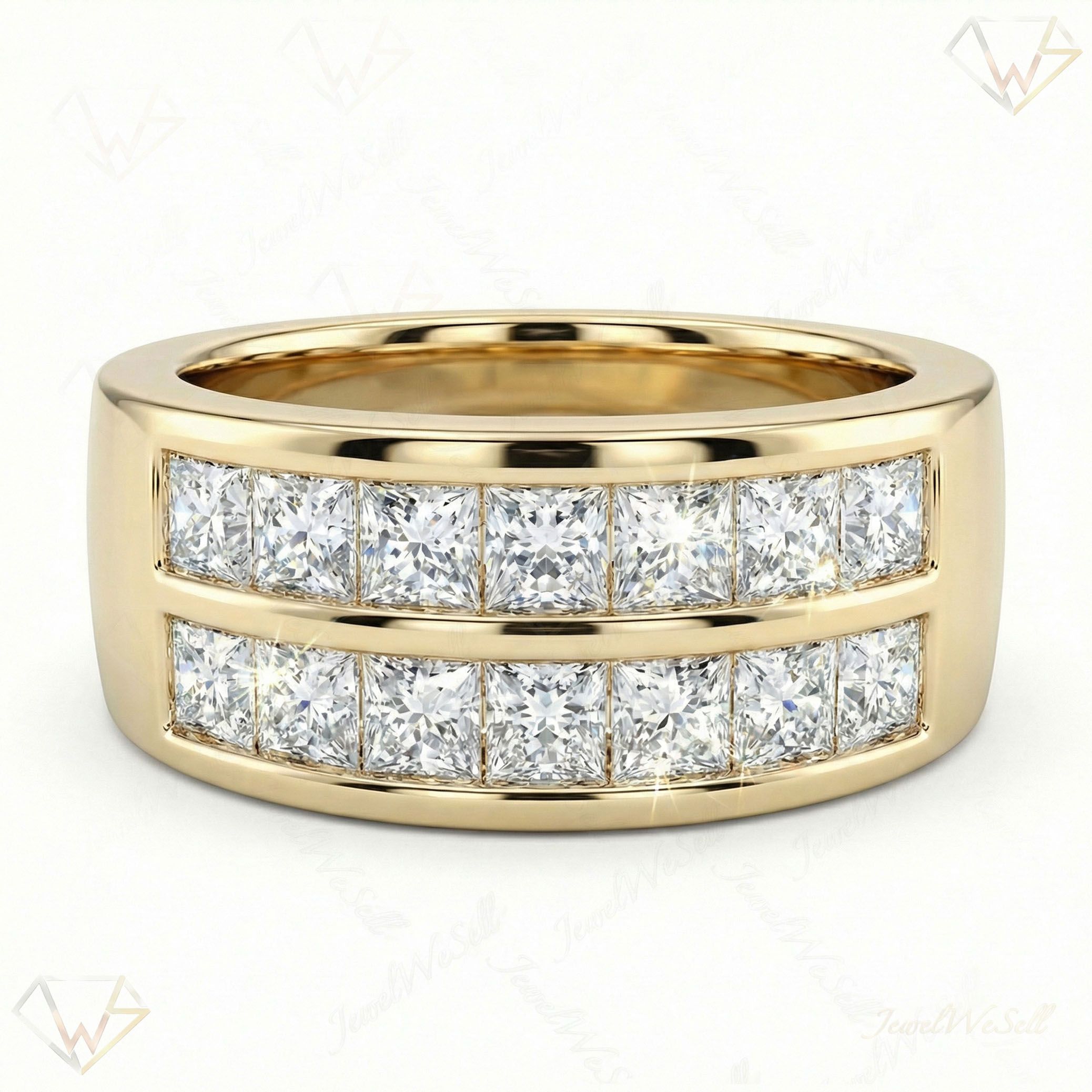 1.25 ct EF VS Lab Grown Diamond Multi Row Wedding Band in 10k Yellow Gold _ Sz0425 2299