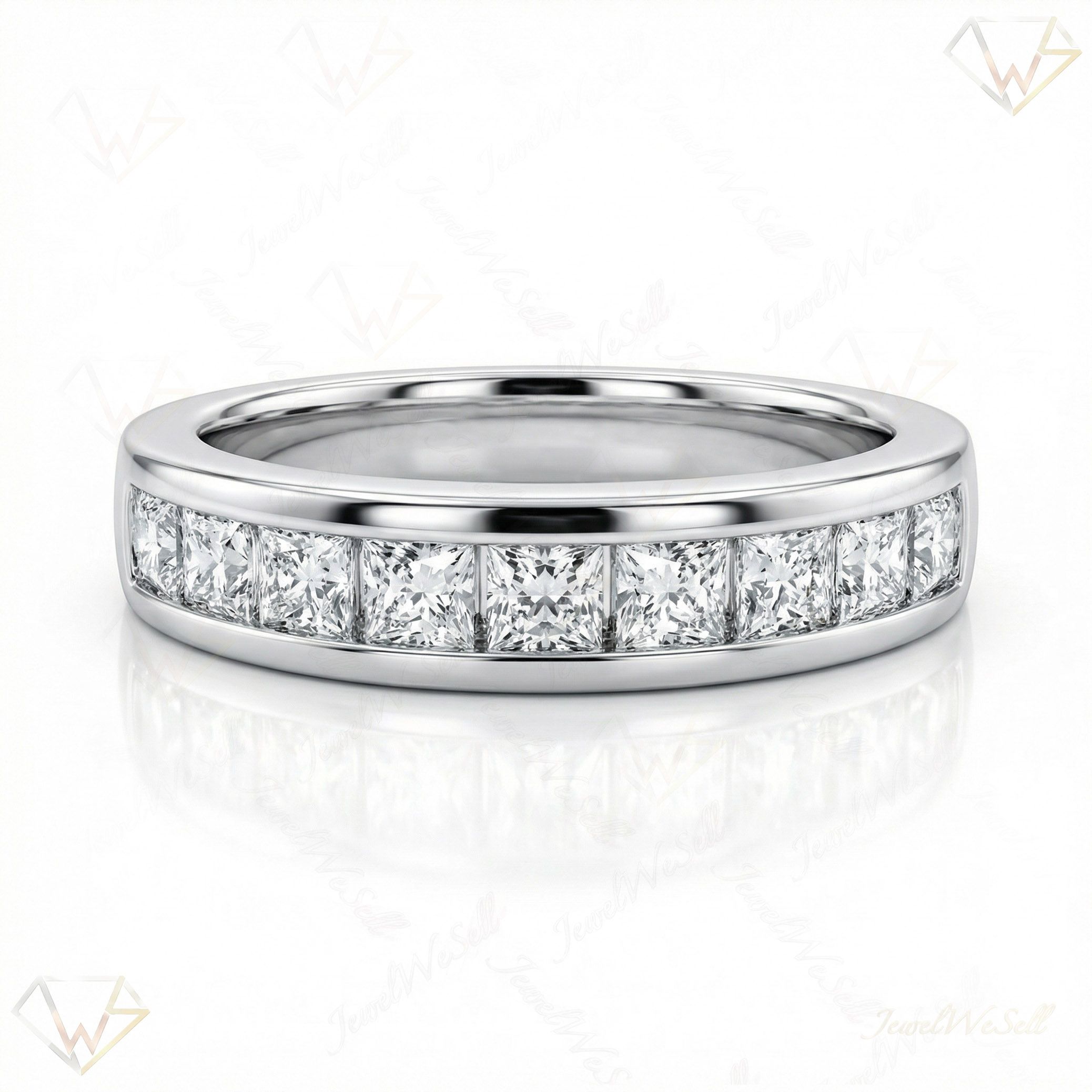 1.20 ct EF VS Moissanite Single Row Wedding Band in 925 Sterling SIlver _ Sz0400 2339
