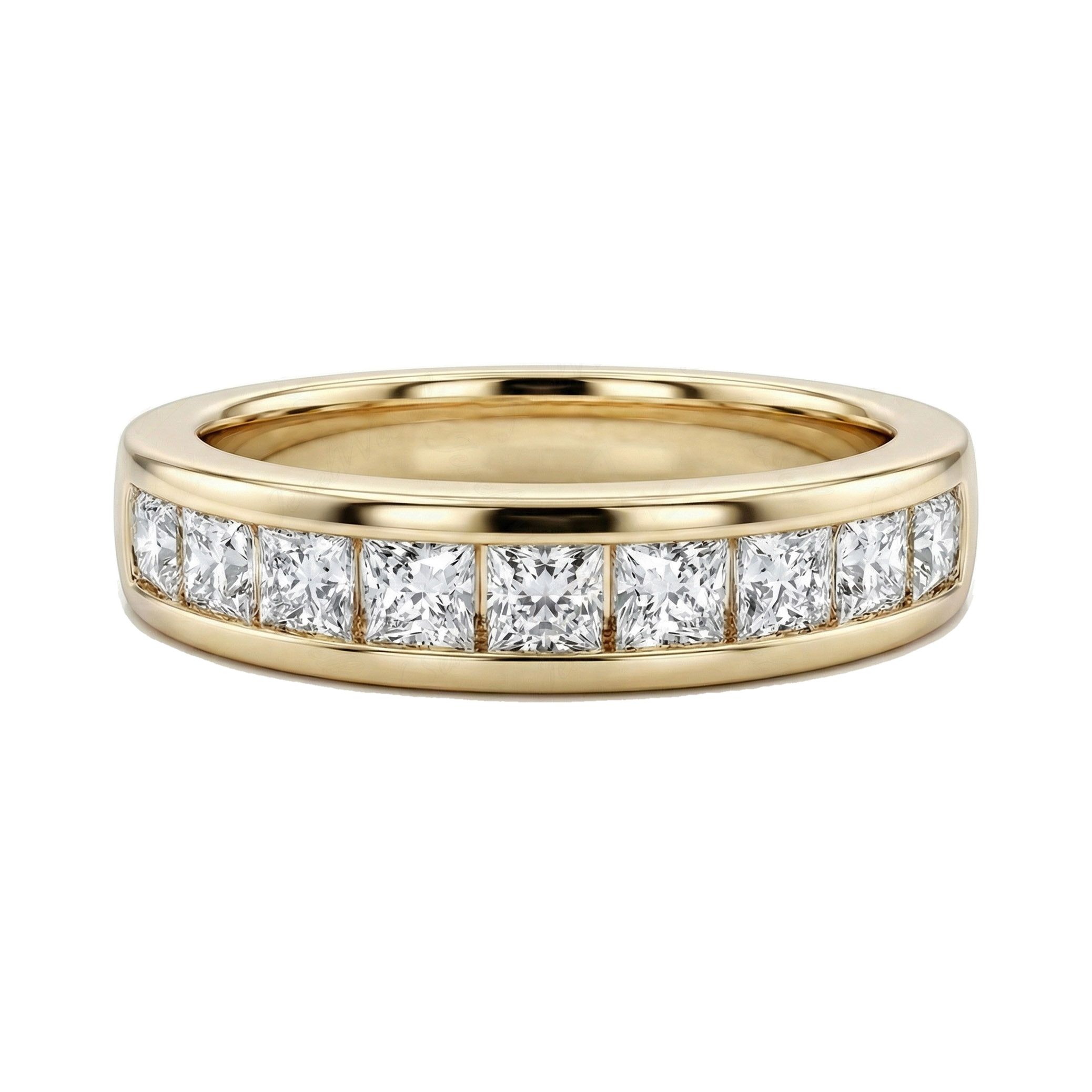 1.20 ct EF VS Lab Grown Diamond Single Row Wedding Band in 10k Yellow Gold _ Sz0875 2339