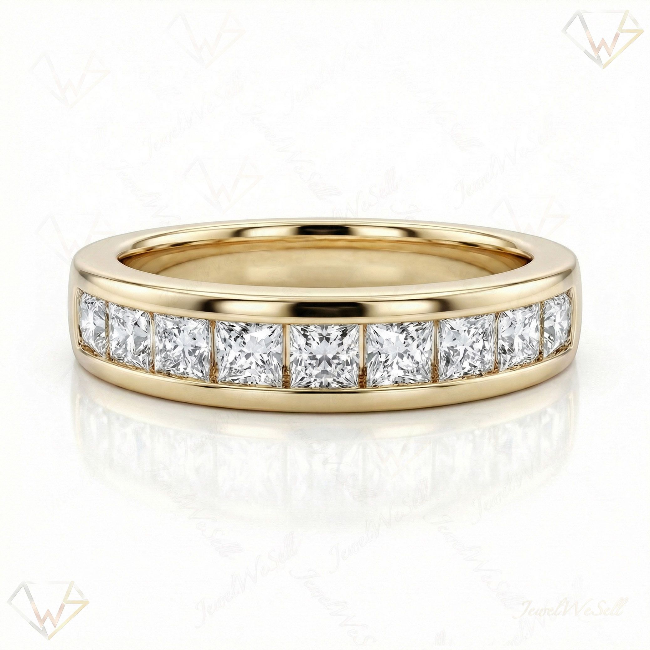 1.20 ct EF VS Lab Grown Diamond Single Row Wedding Band in 10k Yellow Gold _ Sz0800 2339