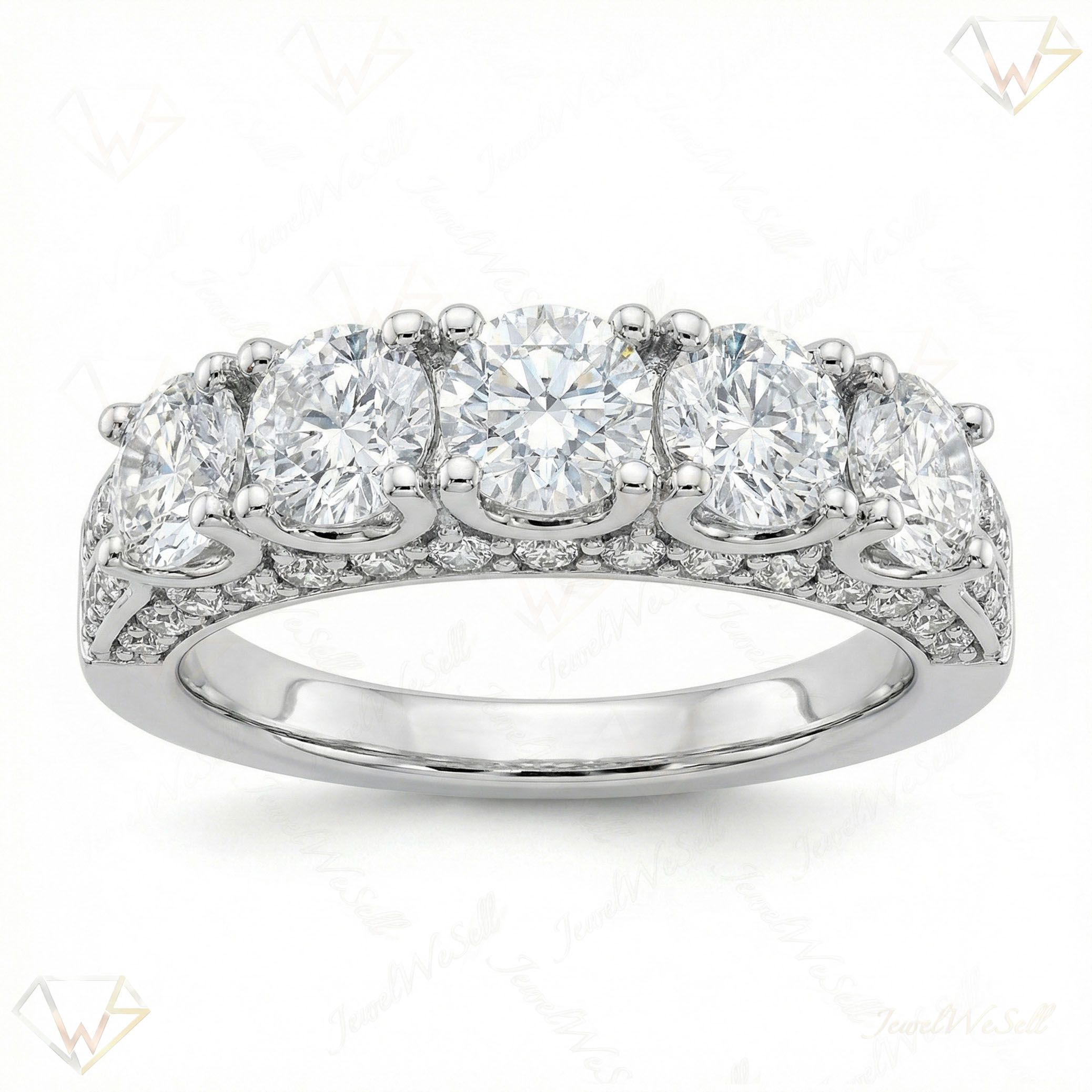 1.00 ct EF VS Lab Grown Diamond Single Row Wedding Band in 14k White Gold _ Sz0425 2342