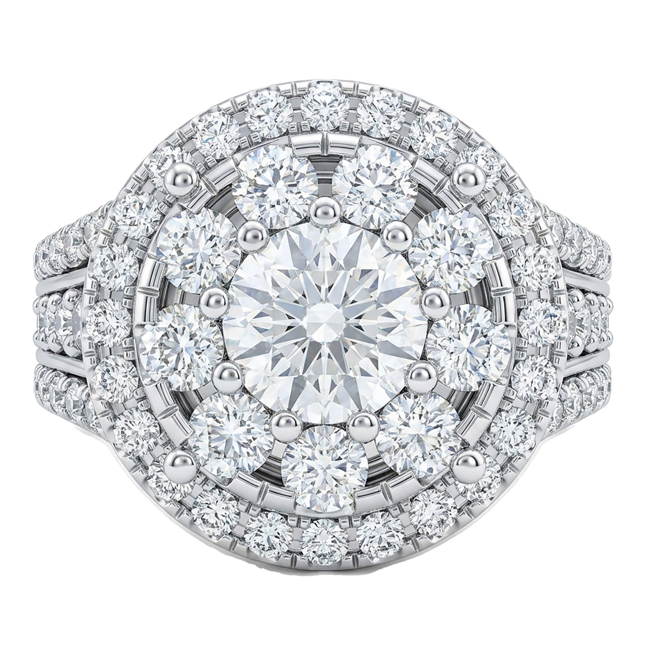 2.40 ct EF VS Lab Grown Diamond Halo Engagement Ring in 14k White Gold _ Sz0825 2674