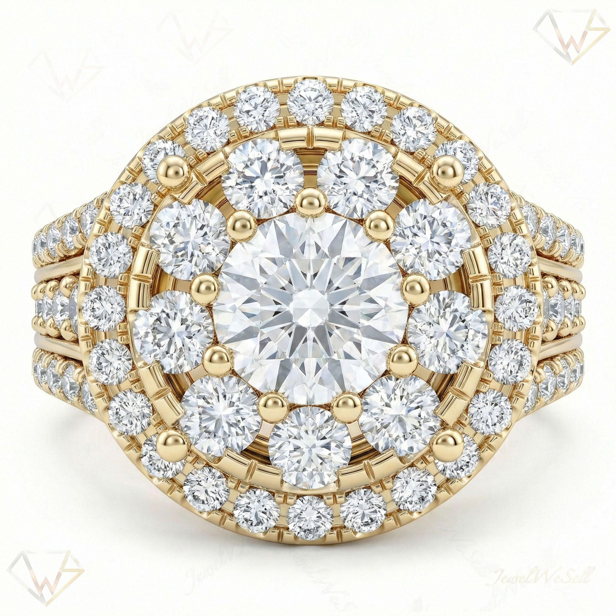 2.40 ct EF VS Lab Grown Diamond Halo Engagement Ring in 14k Yellow Gold _ Sz0575 2674