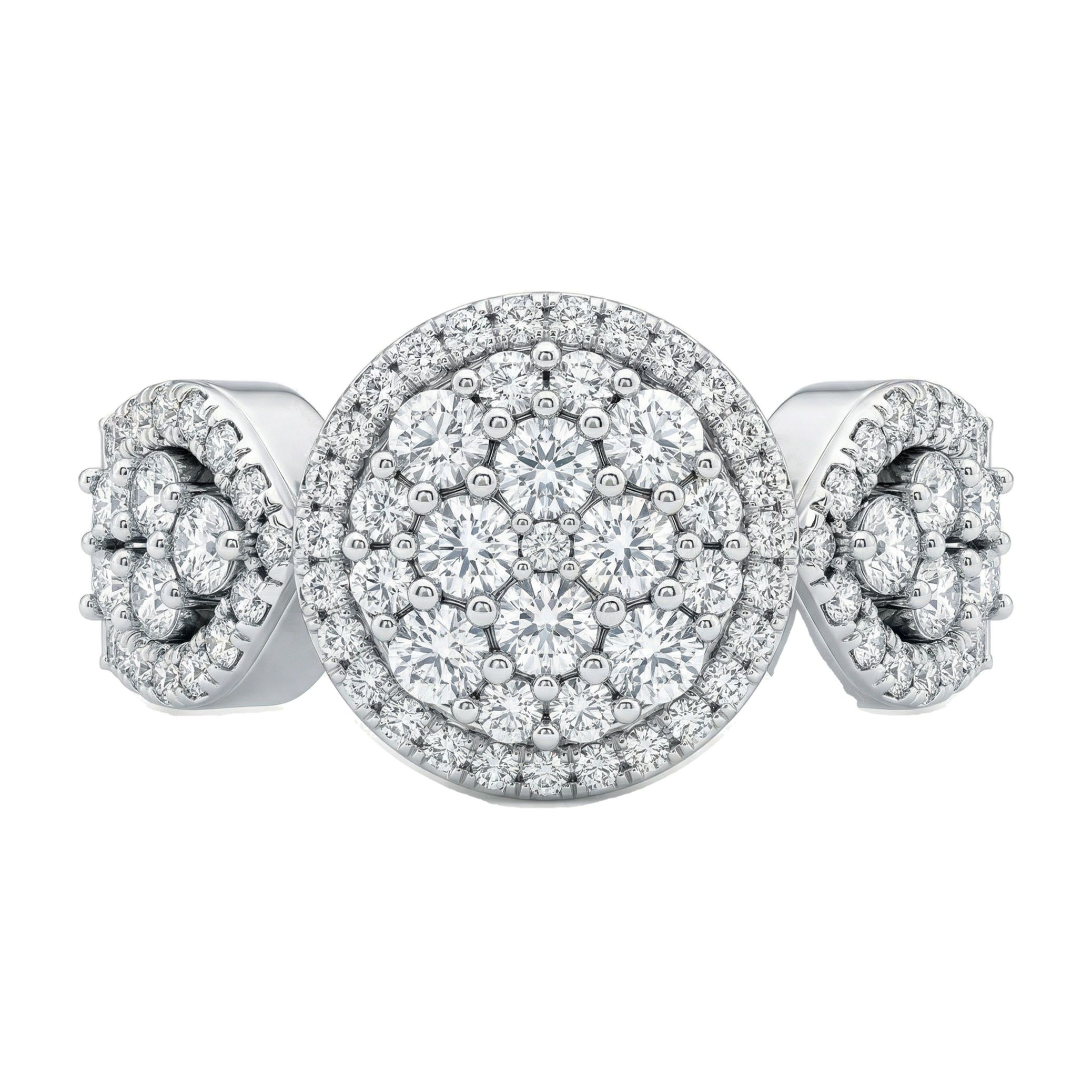 2.15 ct EF VS Moissanite Circle Cluster Engagement Ring in 925 Sterling SIlver _ Sz0475 2679