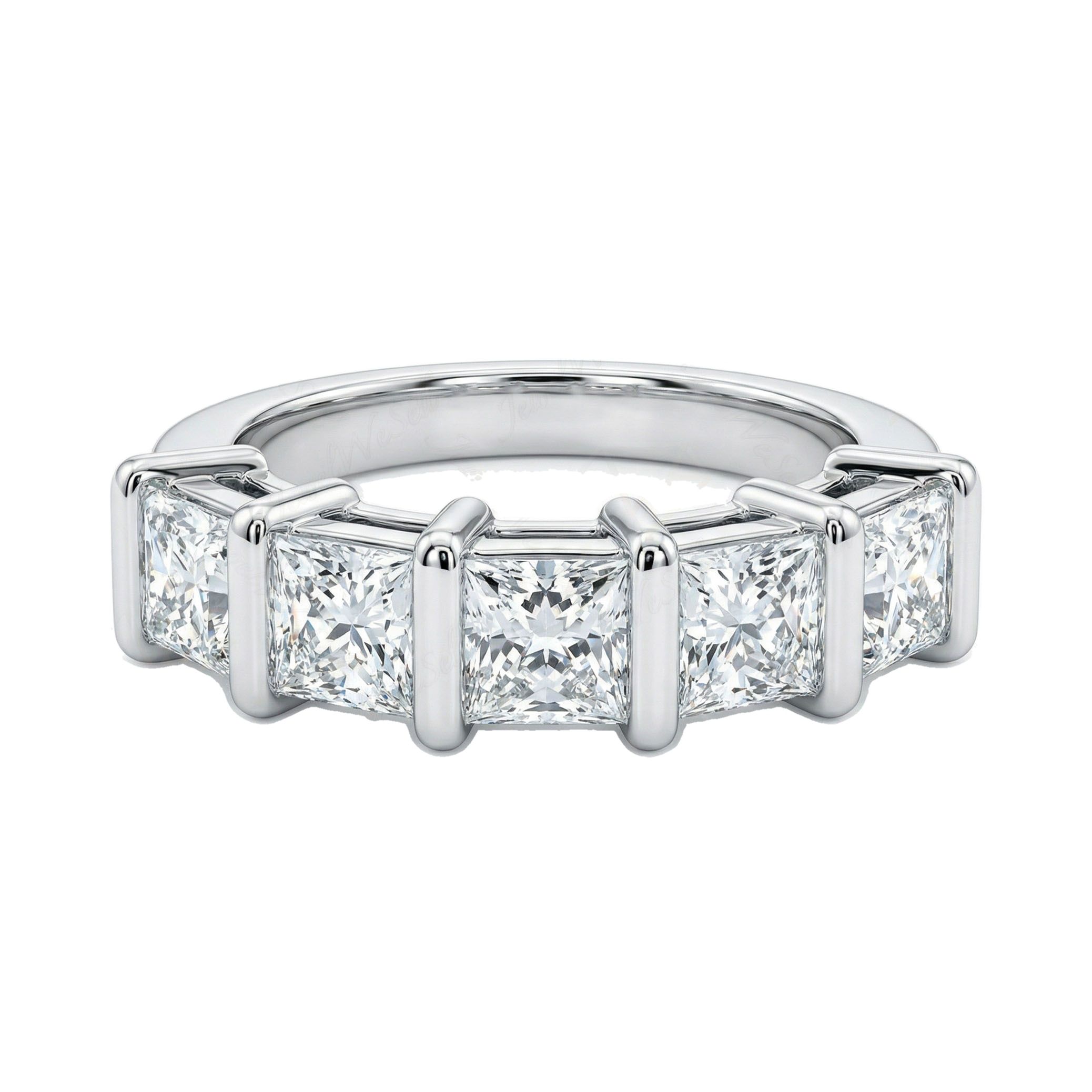 3.33 ct EF VS Lab Grown Diamond Single Row Wedding Band in 10k White Gold _ Sz0875 27862