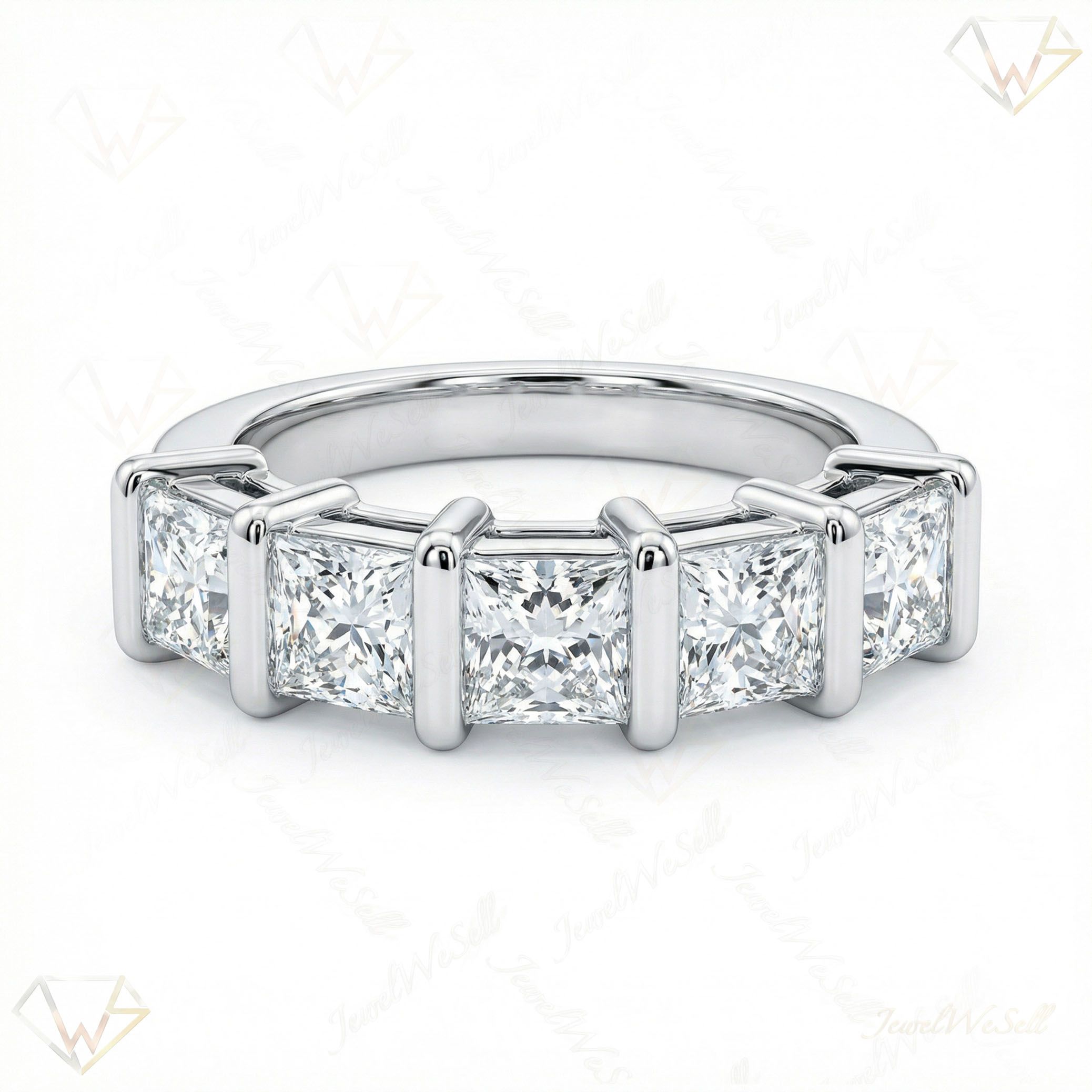3.33 ct EF VS Moissanite Single Row Wedding Band in 925 Sterling SIlver _ Sz0675 27862