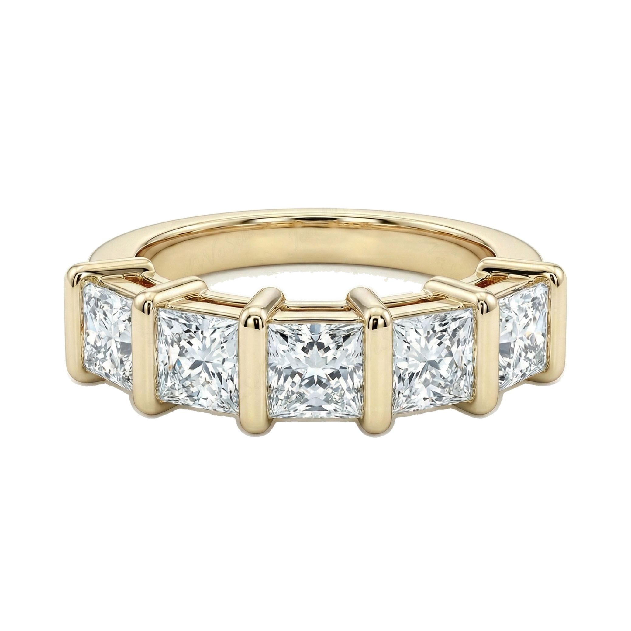 3.33 ct EF VS Lab Grown Diamond Single Row Wedding Band in 10k Yellow Gold _ Sz0875 27862