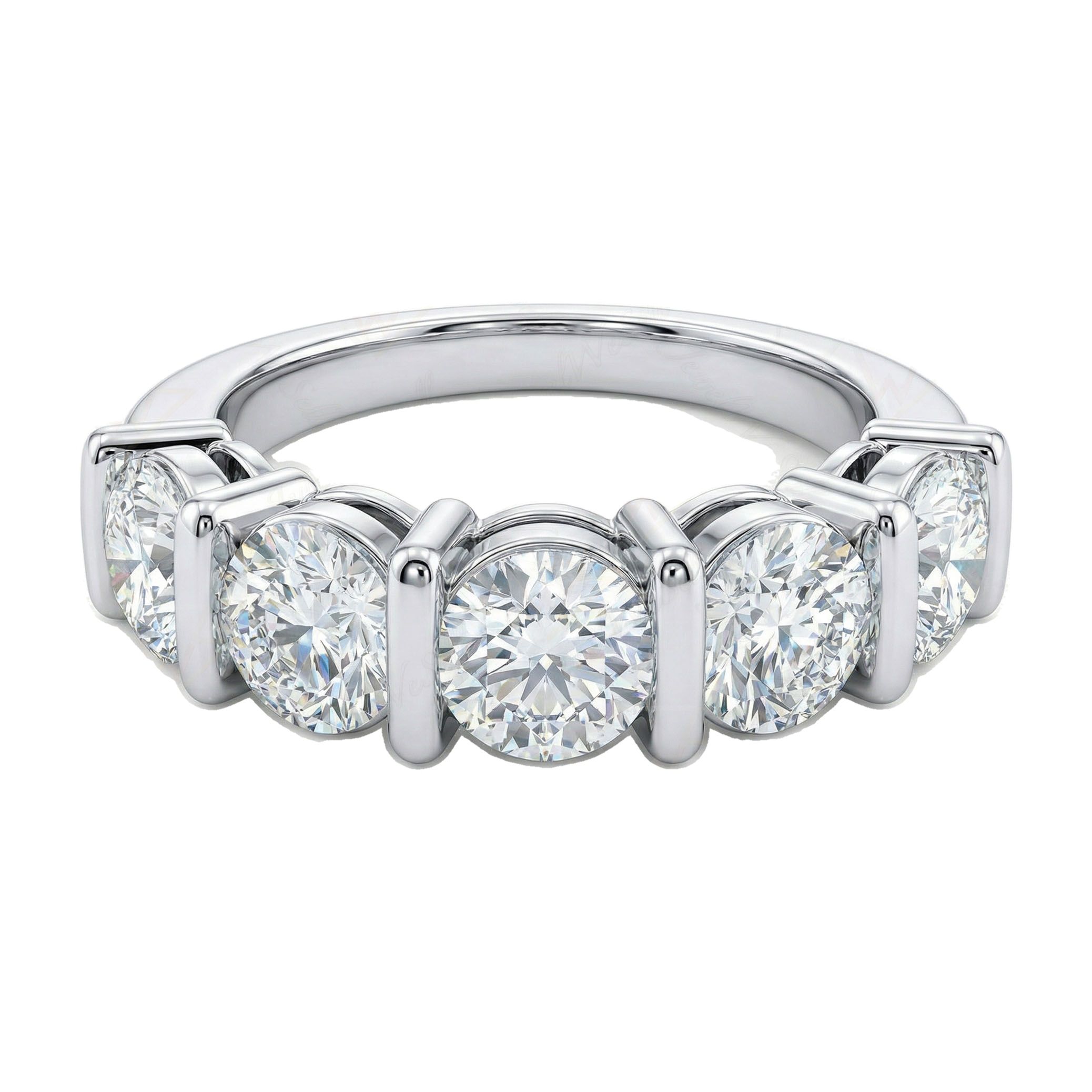 3.75 ct EF VS Moissanite Single Row Wedding Band in 925 Sterling SIlver _ Sz0875 27868
