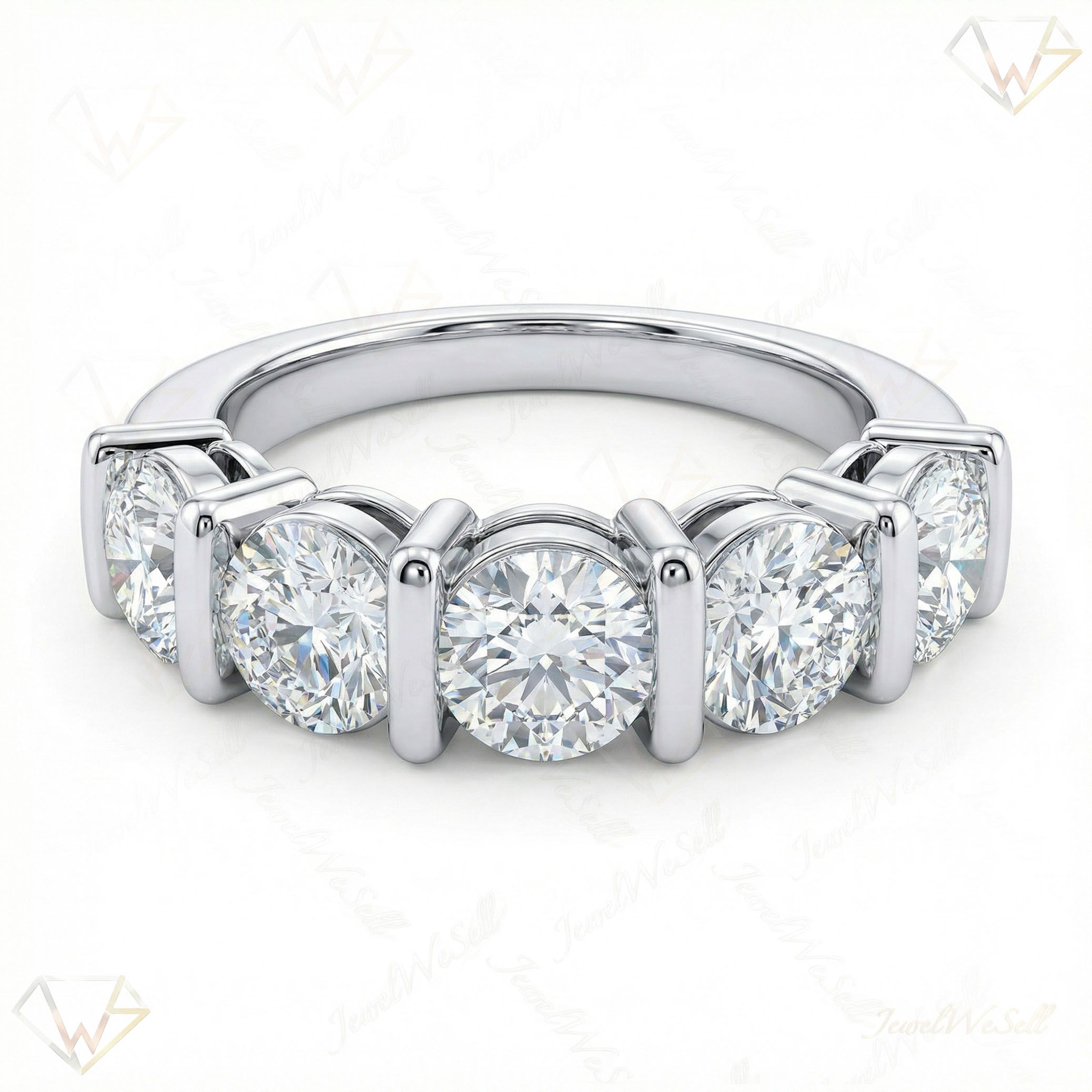 3.75 ct EF VS Lab Grown Diamond Single Row Wedding Band in 14k White Gold _ Sz0675 27868