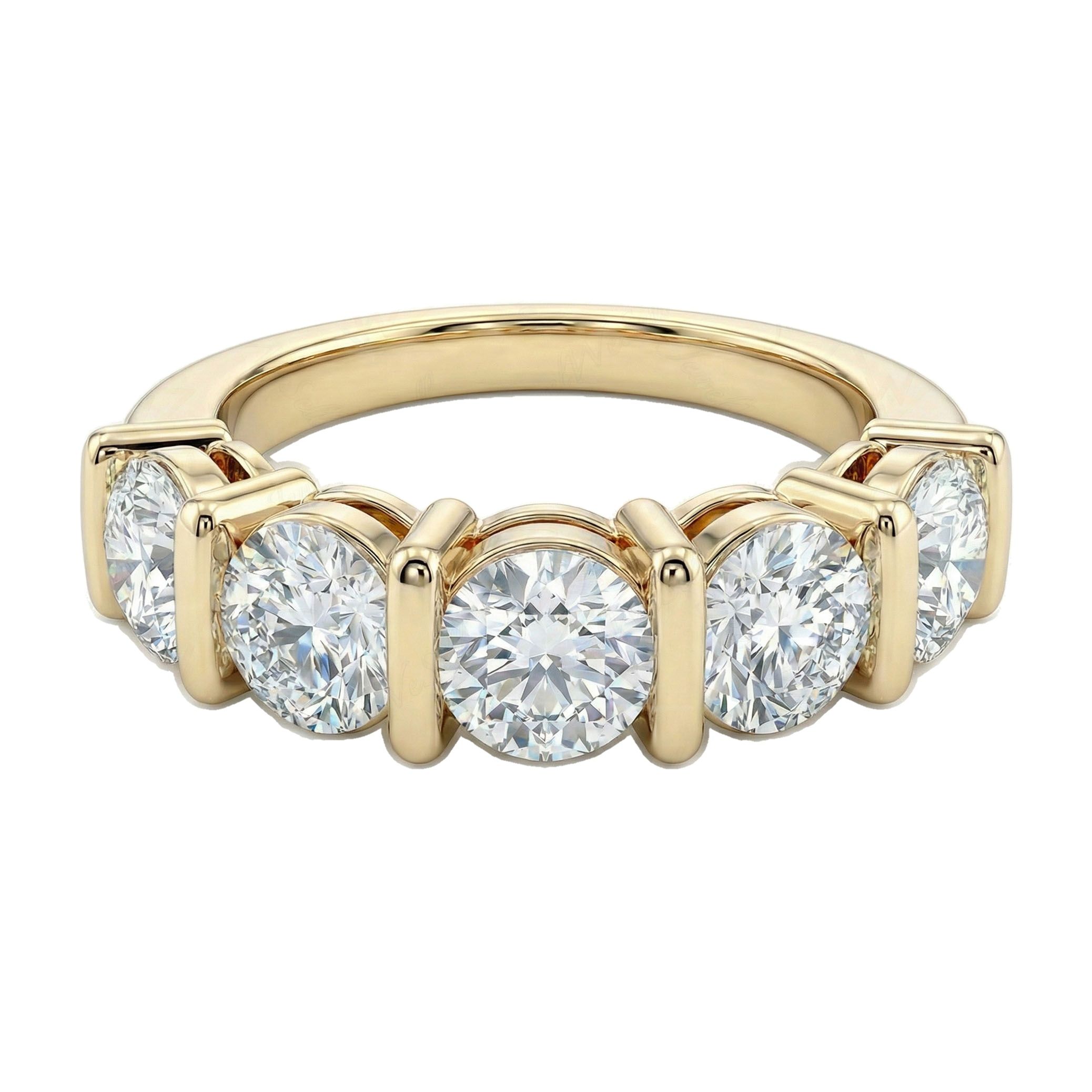 3.75 ct EF VS Lab Grown Diamond Single Row Wedding Band in 10k Yellow Gold _ Sz0875 27868