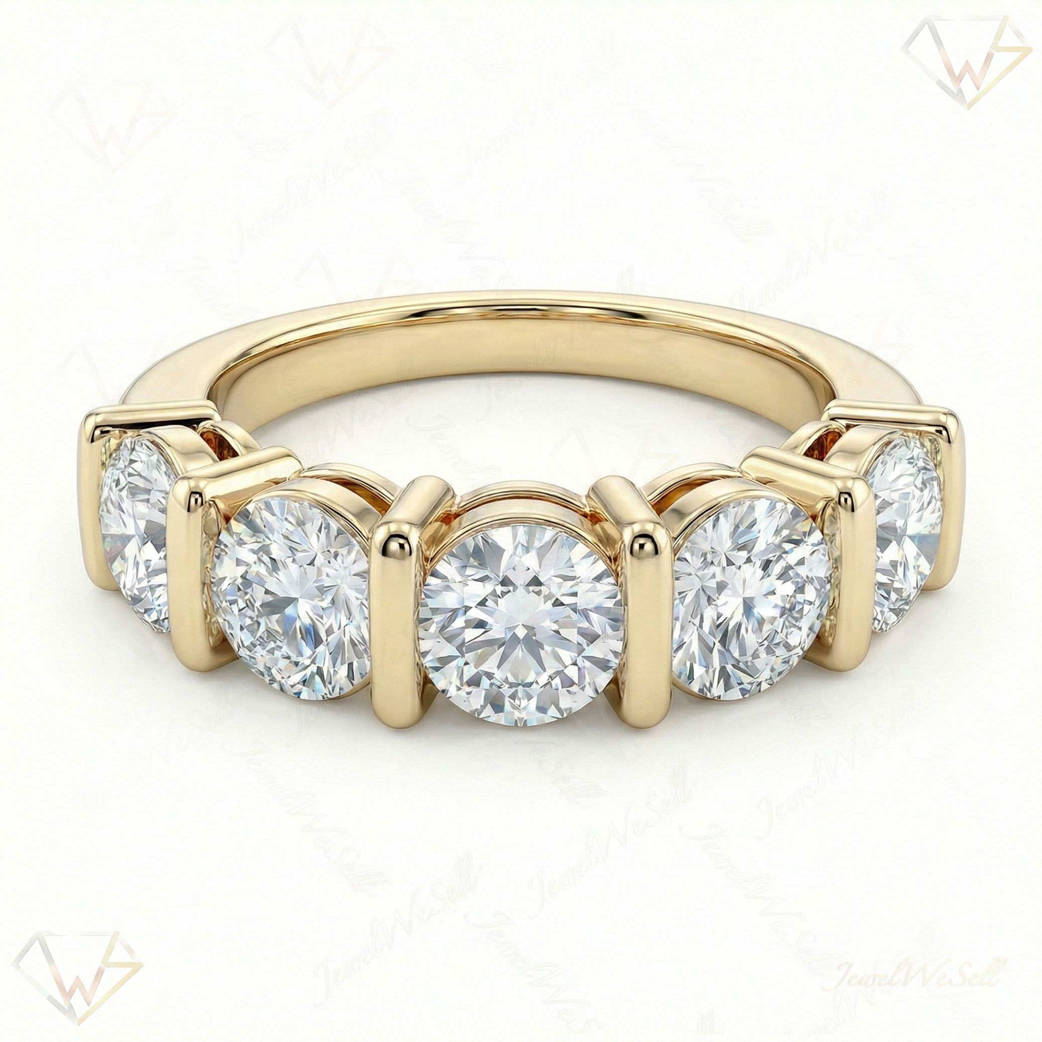 3.75 ct EF VS Lab Grown Diamond Single Row Wedding Band in 14k Yellow Gold _ Sz0700 27868