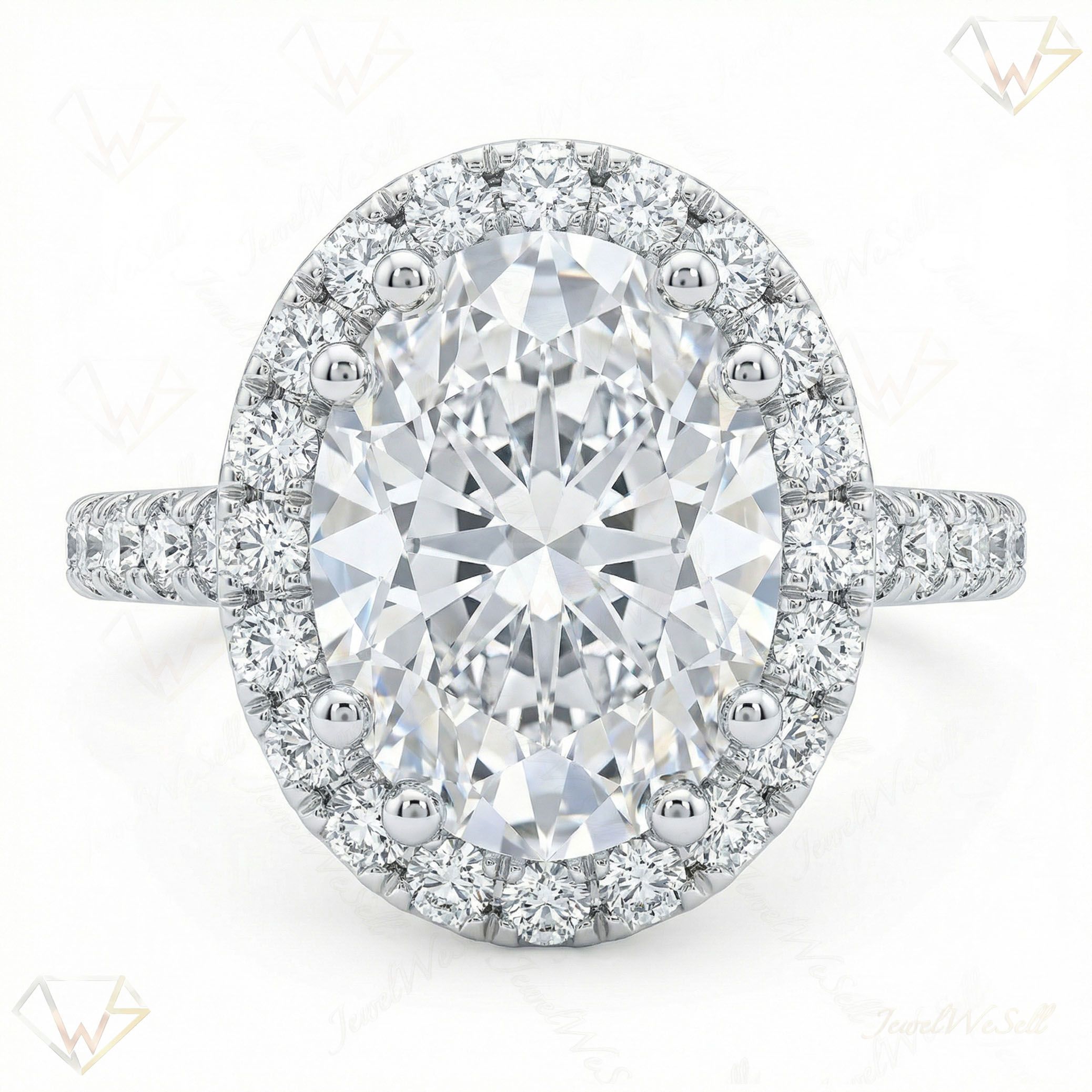1.60 ct EF VS Moissanite Halo Engagement Ring in 925 Sterling SIlver _ Sz0575 3068