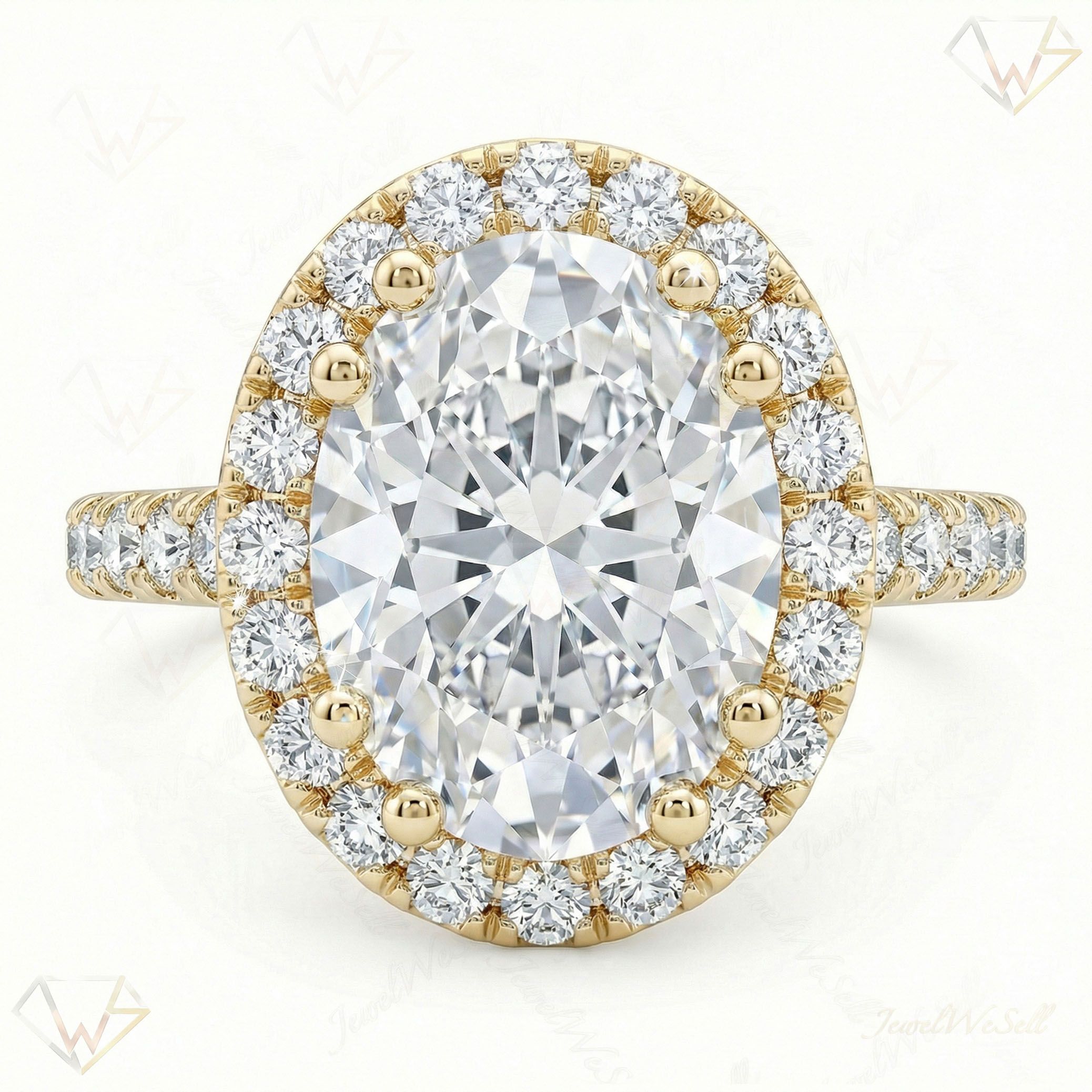 1.60 ct EF VS Lab Grown Diamond Halo Engagement Ring in 14k Yellow Gold _ Sz0550 3068