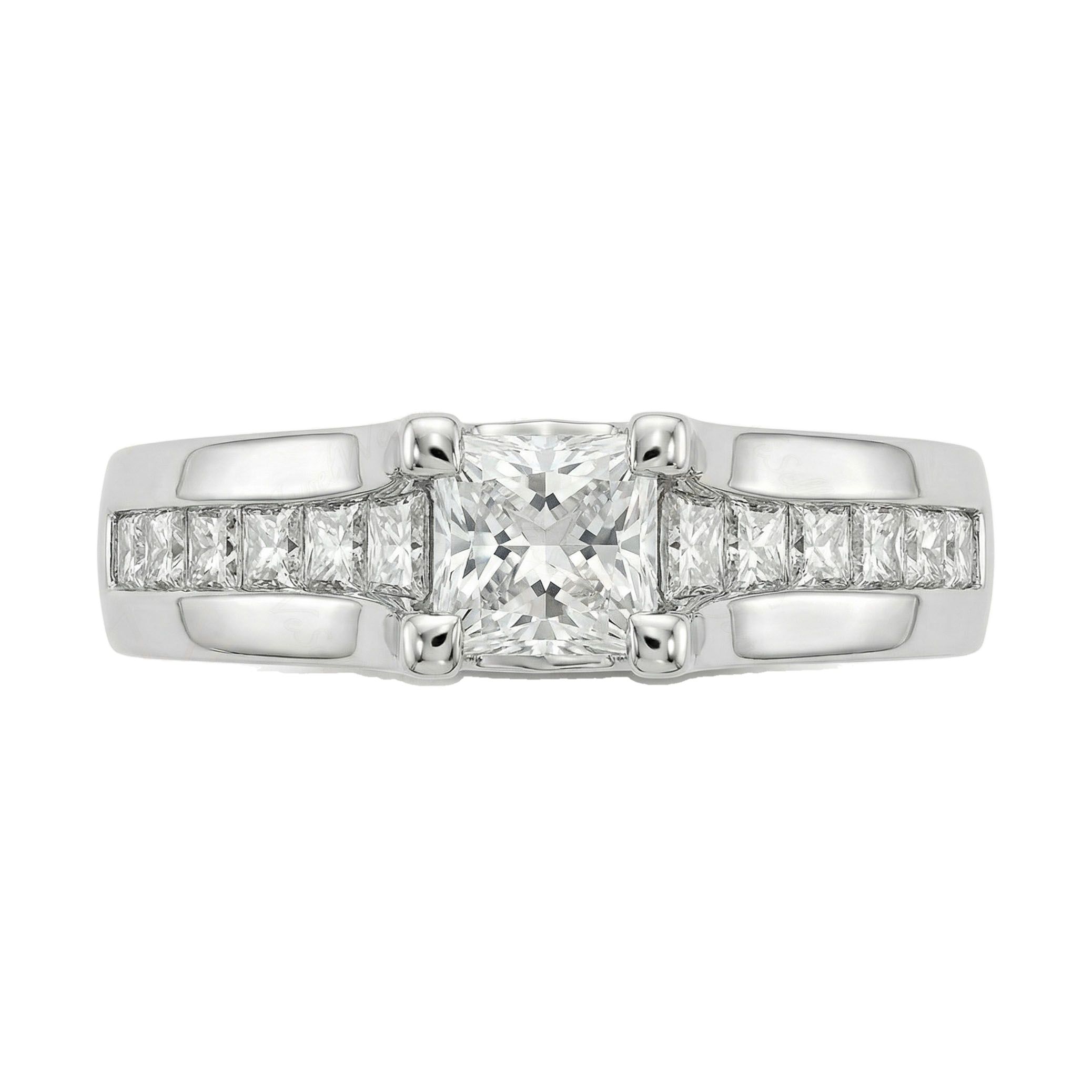 1.60 ct EF VS Moissanite Solitaire with Accents Engagement Ring in 925 Sterling SIlver _ Sz0425 3260