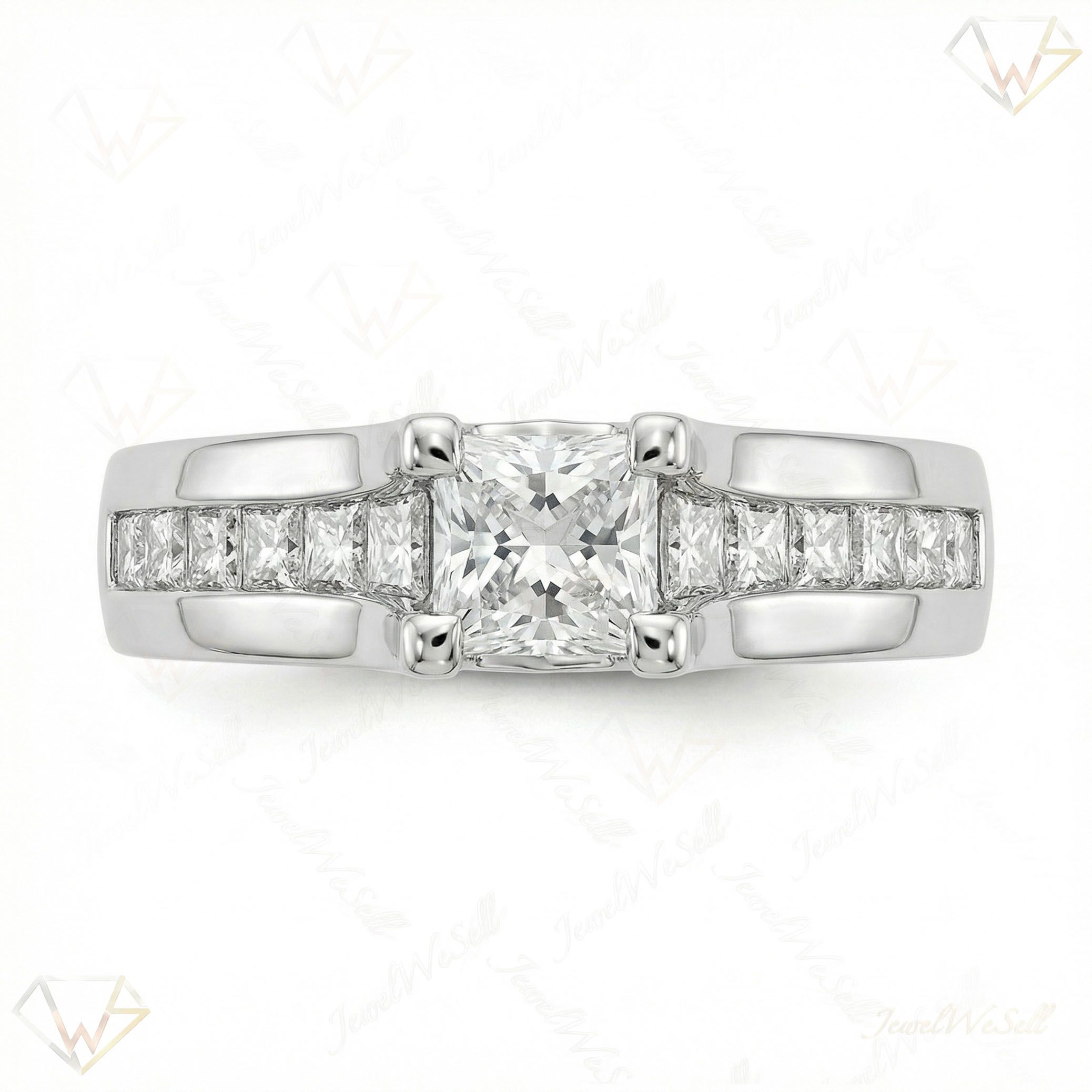 1.60 ct EF VS Lab Grown Diamond Solitaire with Accents Engagement Ring in 10k White Gold _ Sz0400 3260