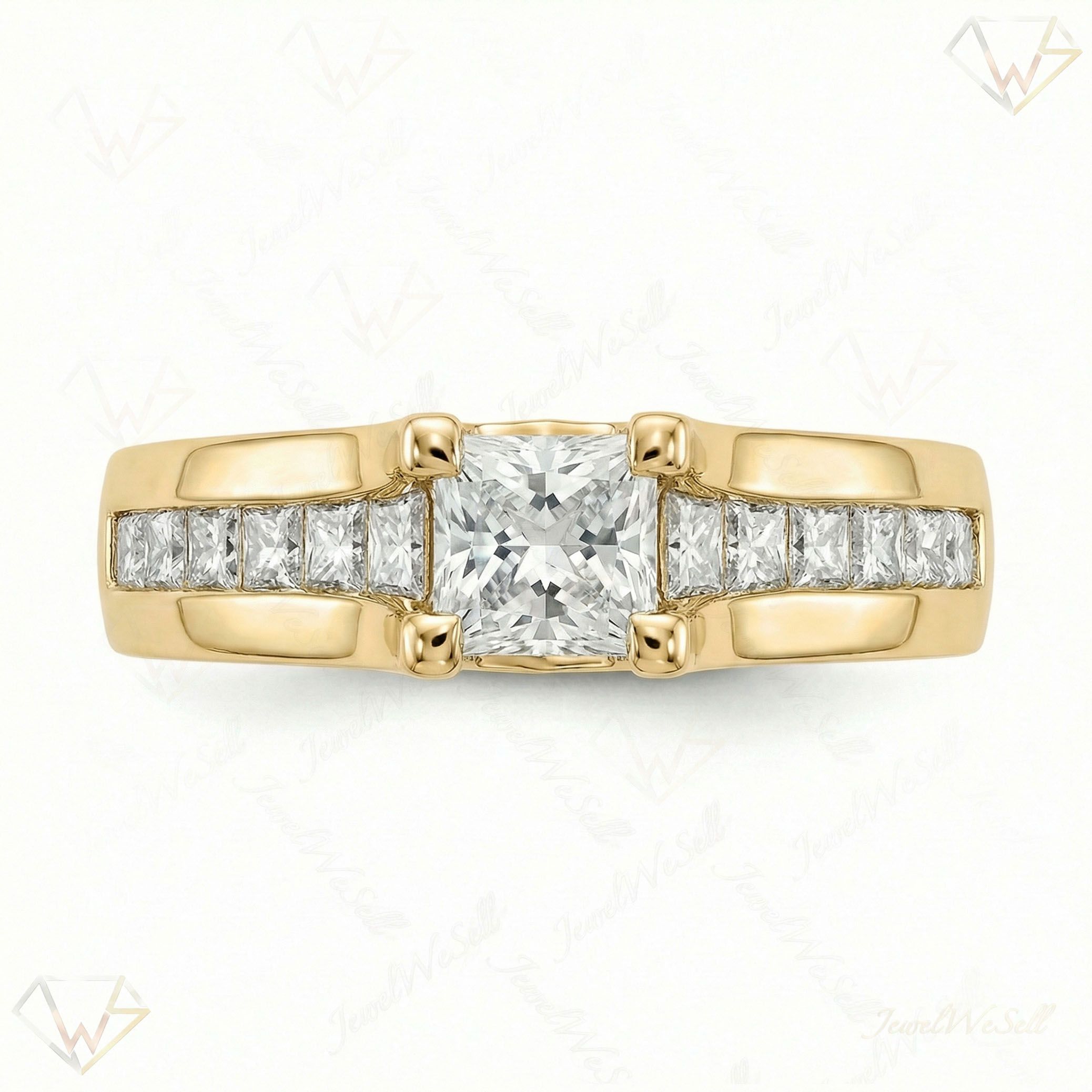 1.60 ct EF VS Lab Grown Diamond Solitaire with Accents Engagement Ring in 14k Yellow Gold _ Sz0450 3260