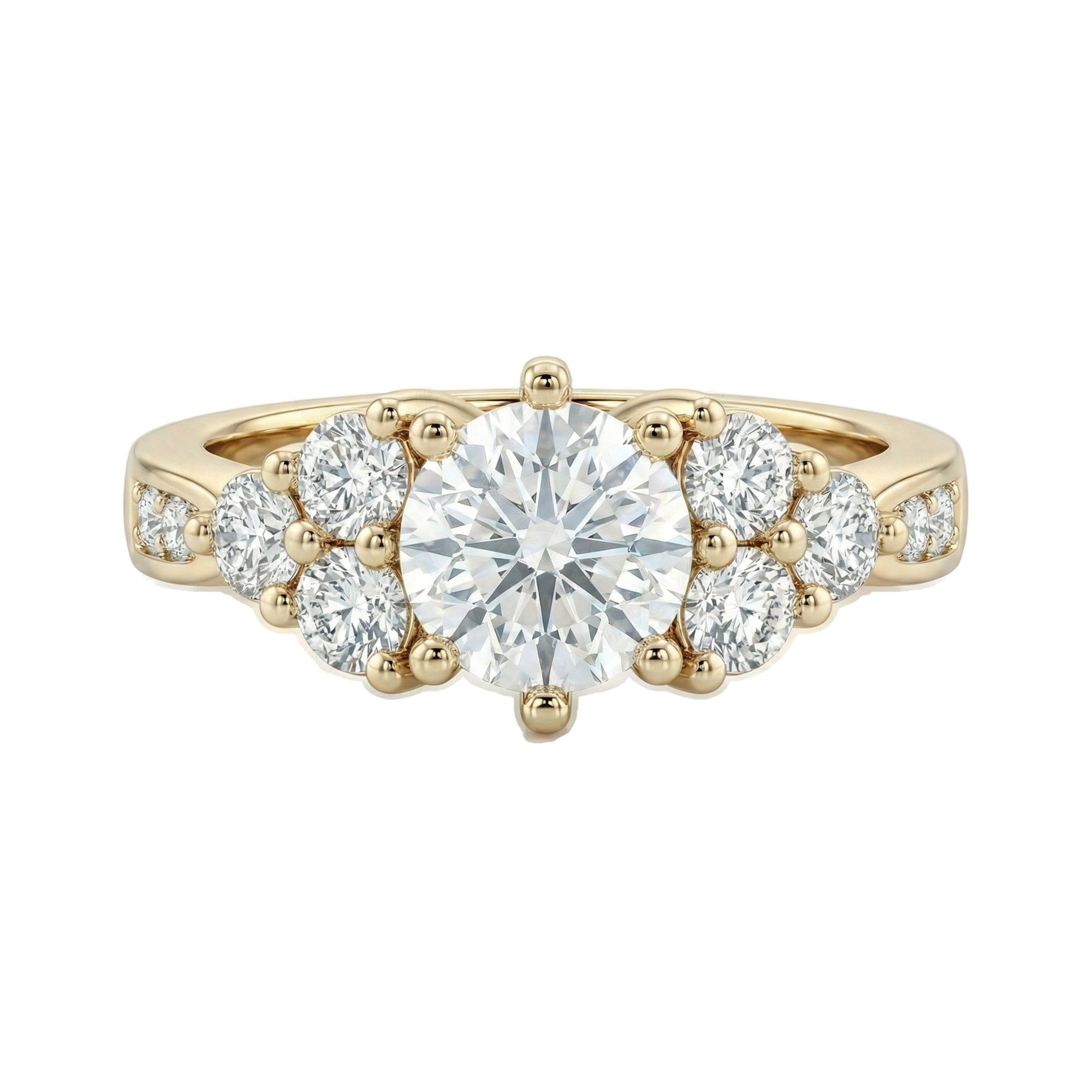 1.90 ct EF VS Lab Grown Diamond Solitaire with Accents Engagement Ring in 10k Yellow Gold _ Sz0475 3468