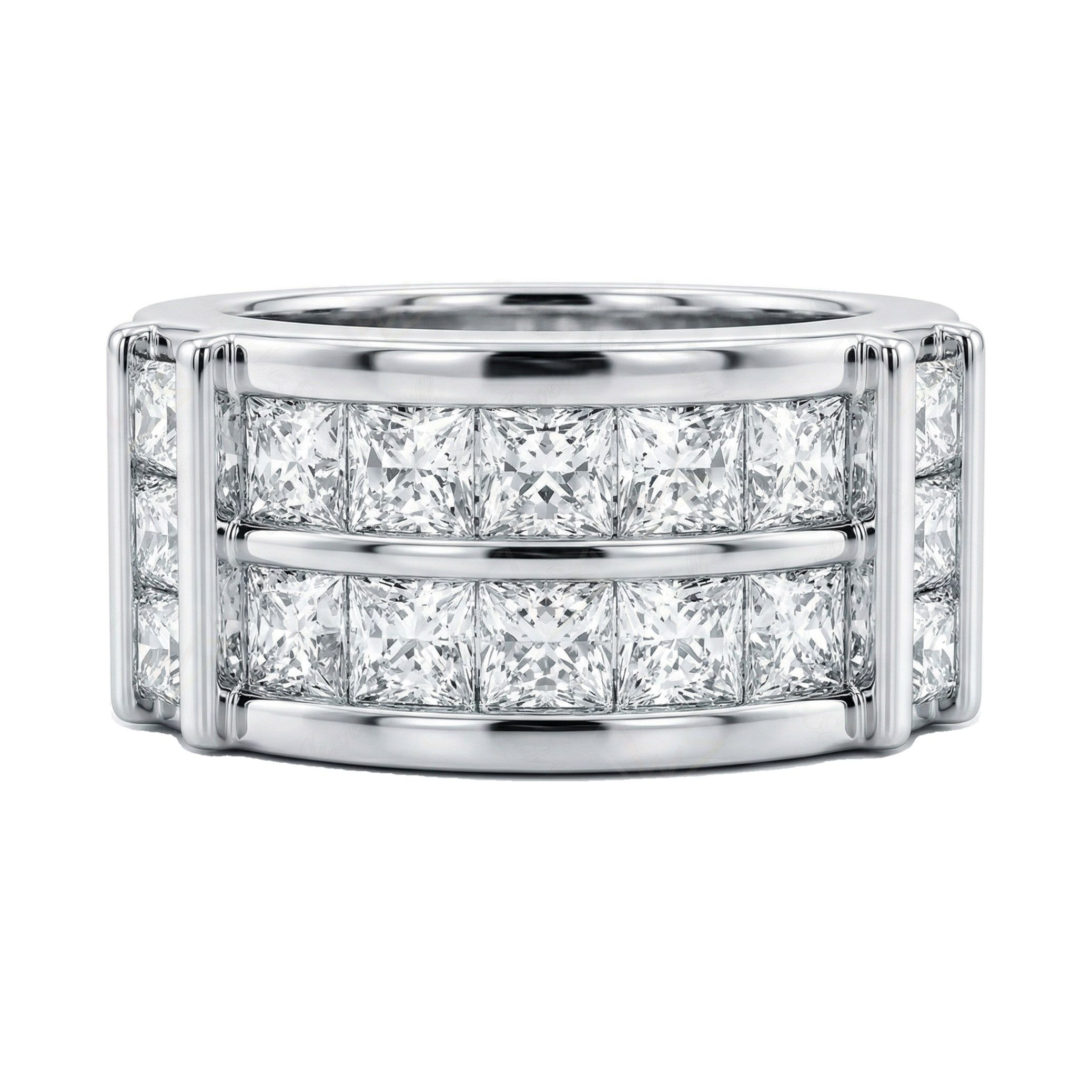 3.50 ct EF VS Moissanite Multi Row Wedding Band in 925 Sterling SIlver _ Sz0600 3766