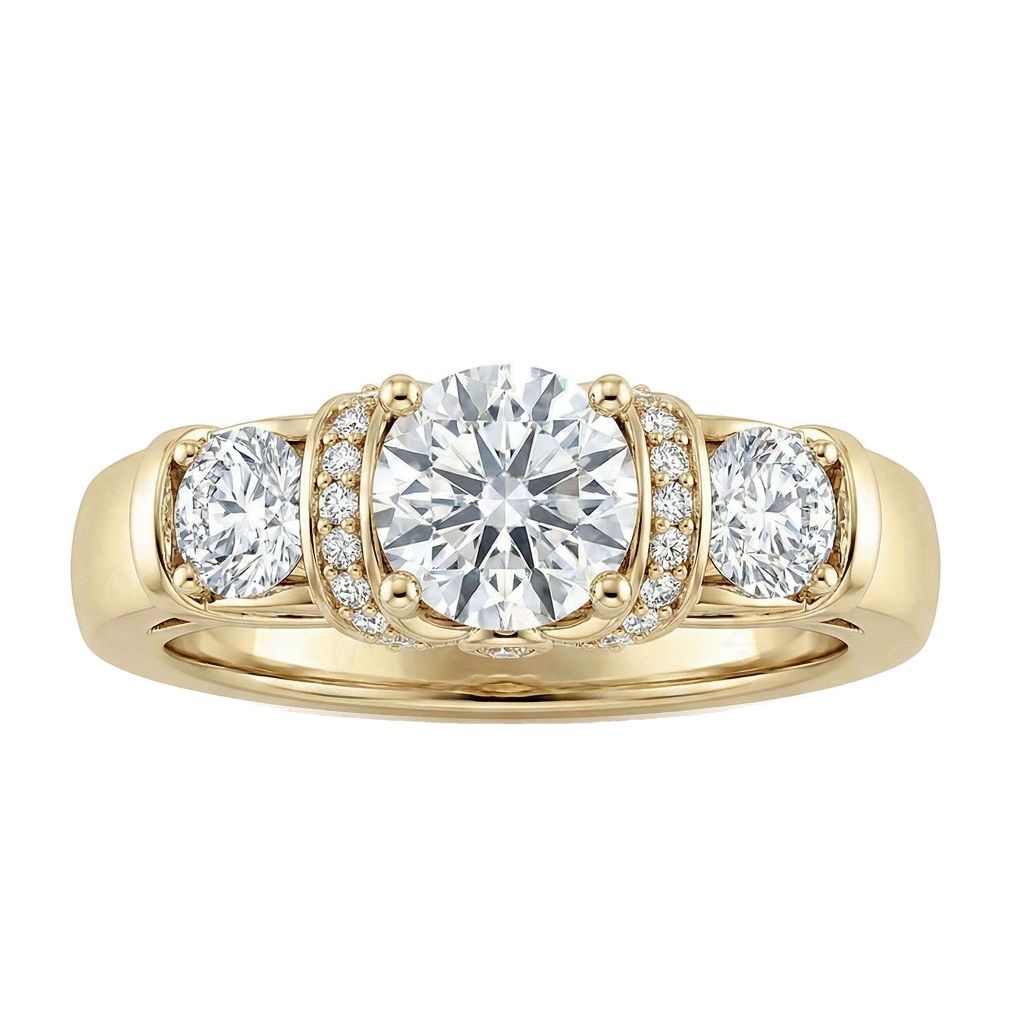 2.00 ct EF VS Lab Grown Diamond Three Stone Engagement Ring in 14k Yellow Gold _ Sz0875 3791