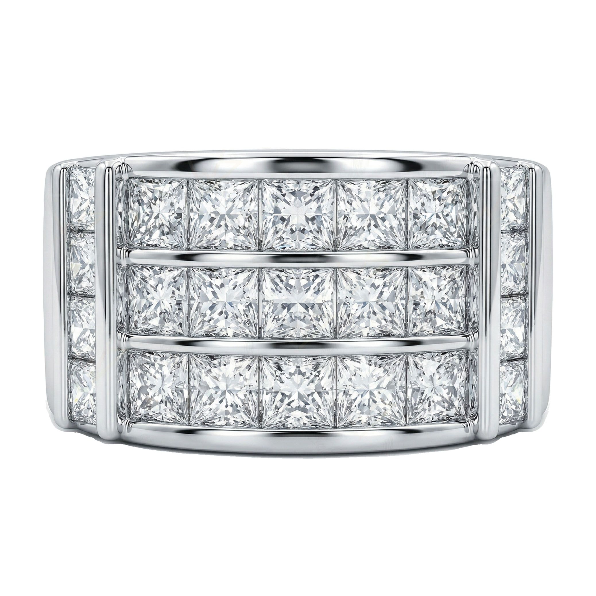 5.60 ct EF VS Lab Grown Diamond Multi Row Wedding Band in 10k White Gold _ Sz0875 3819