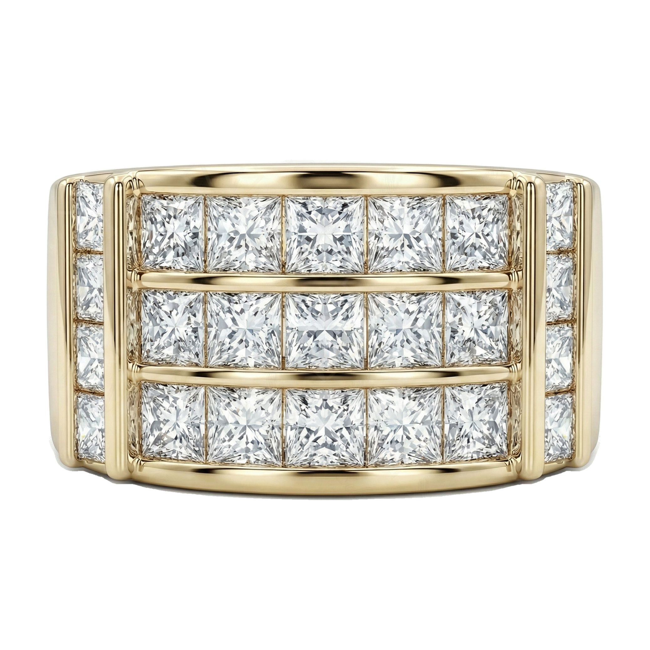 5.60 ct EF VS Lab Grown Diamond Multi Row Wedding Band in 14k Yellow Gold _ Sz0875 3819