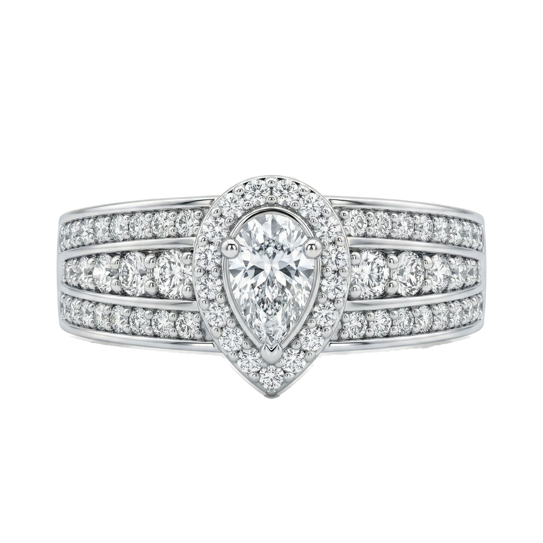 1.80 ct EF VS Lab Grown Diamond Halo Engagement Ring in 10k White Gold _ Sz0600 3828