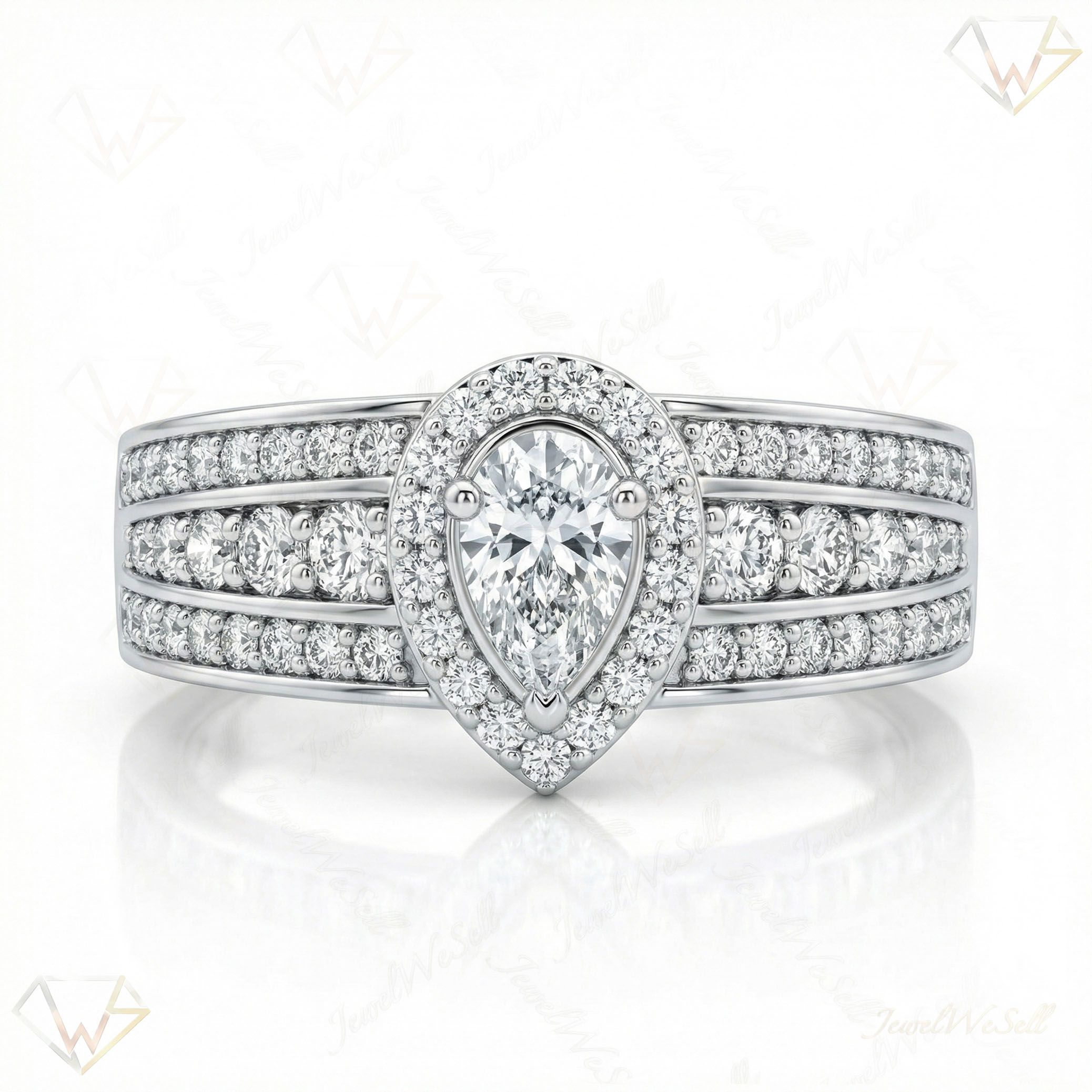 1.80 ct EF VS Moissanite Halo Engagement Ring in 925 Sterling SIlver _ Sz0525 3828