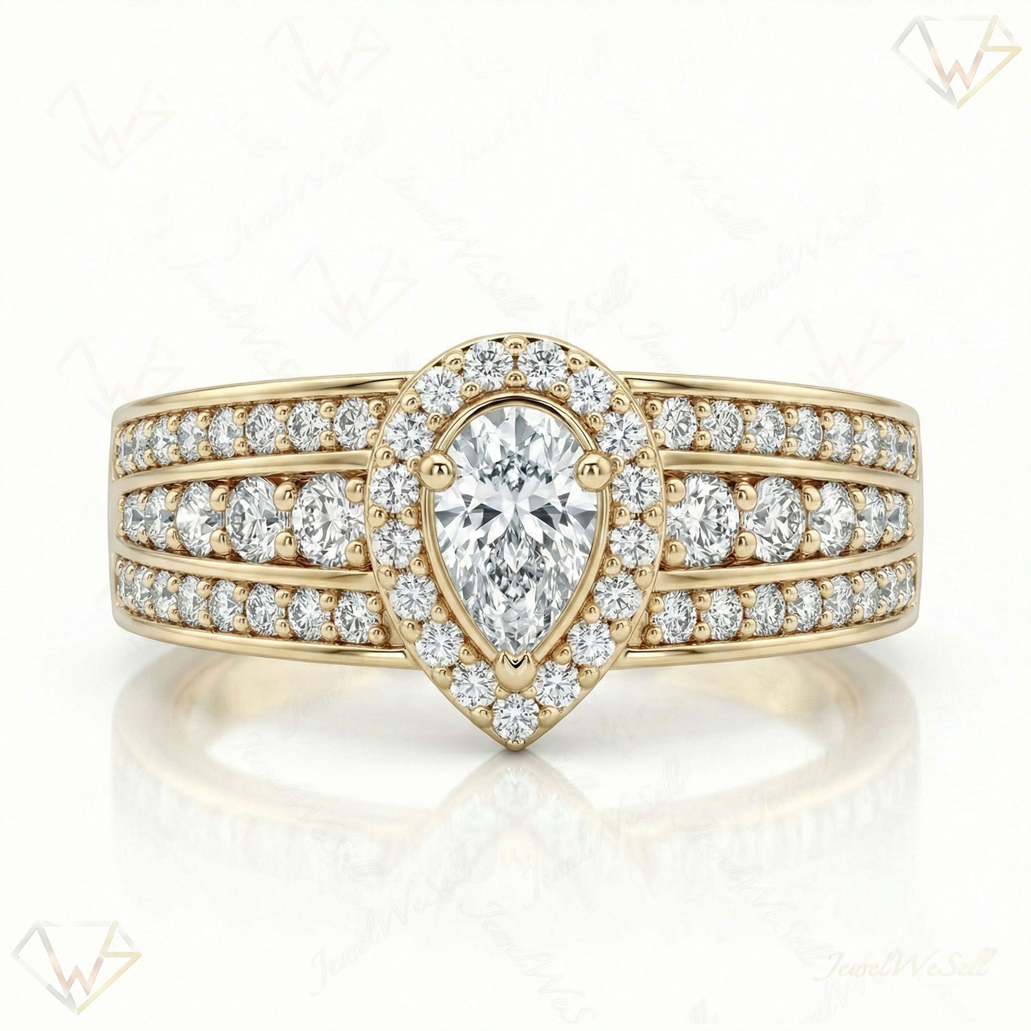 1.80 ct EF VS Lab Grown Diamond Halo Engagement Ring in 14k Yellow Gold _ Sz0450 3828