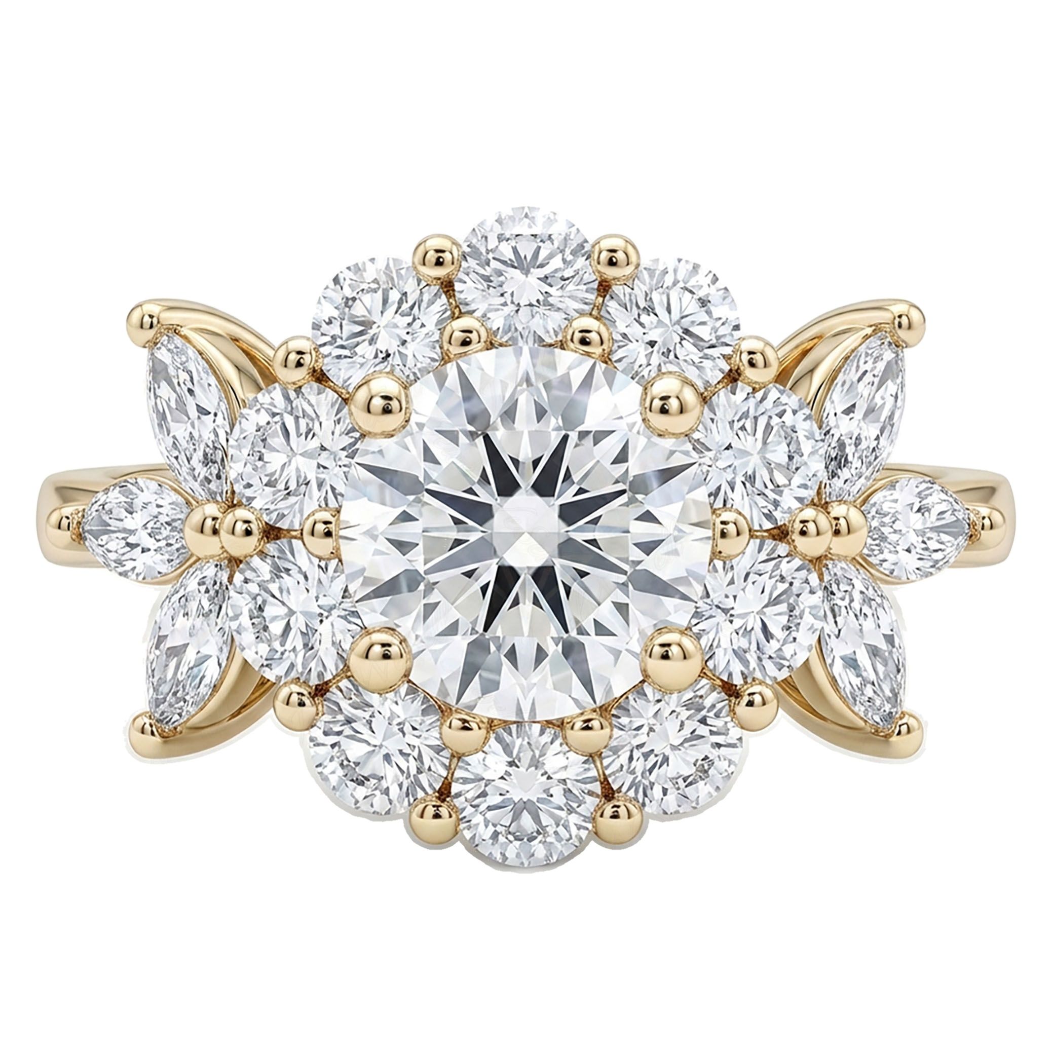 1.60 ct EF VS Lab Grown Diamond Halo Engagement Ring in 14k Yellow Gold _ Sz0750 3953
