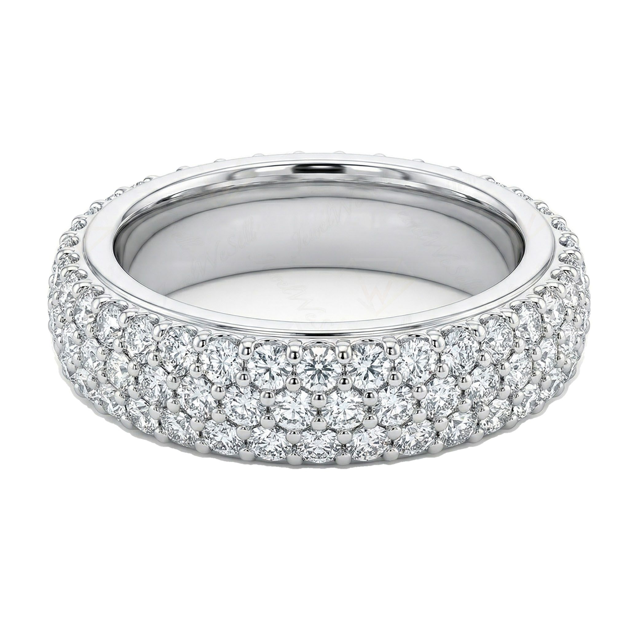 1.20 ct EF VS Lab Grown Diamond Single Row Wedding Band in 10k White Gold _ Sz0500 3959