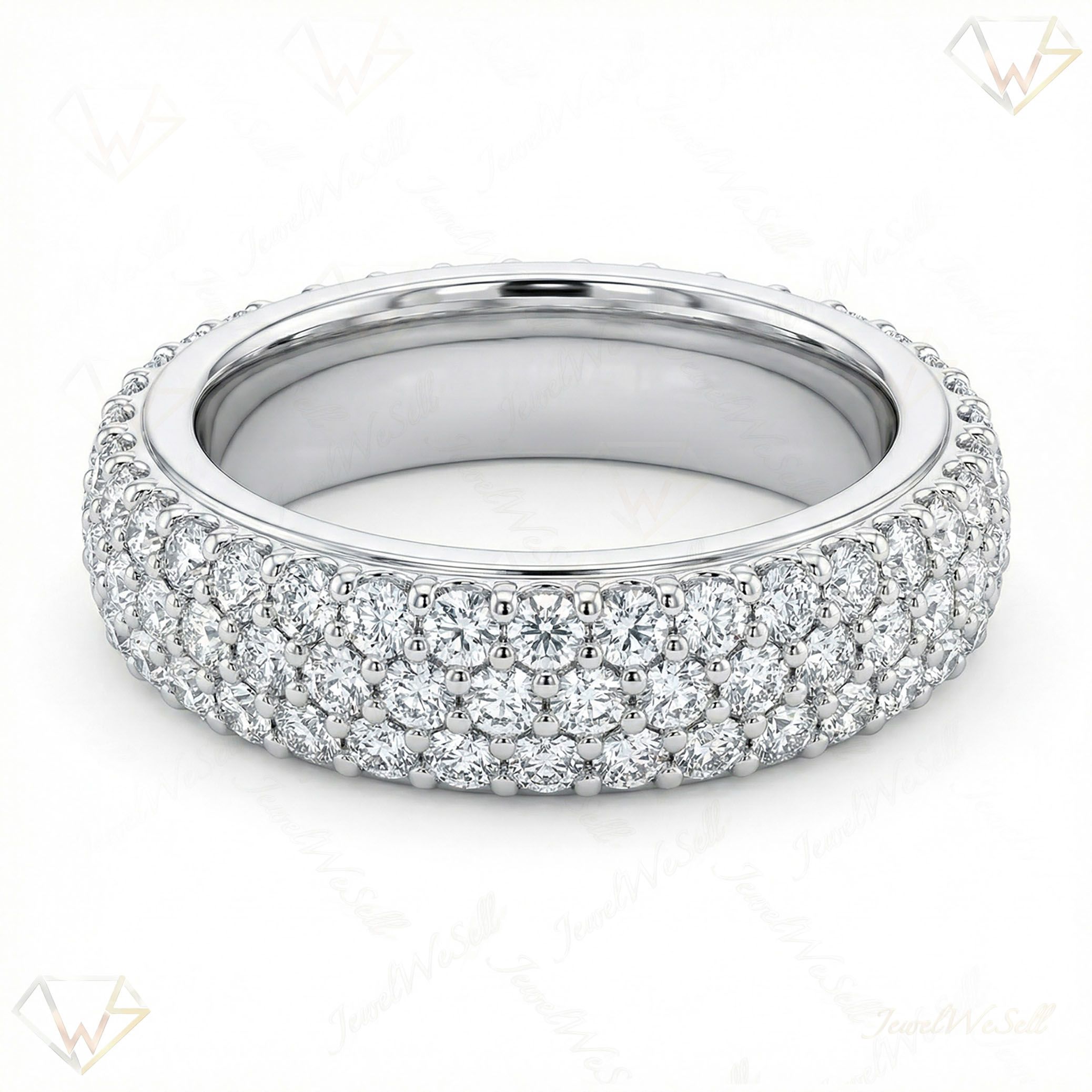 1.20 ct EF VS Moissanite Single Row Wedding Band in 925 Sterling SIlver _ Sz0625 3959