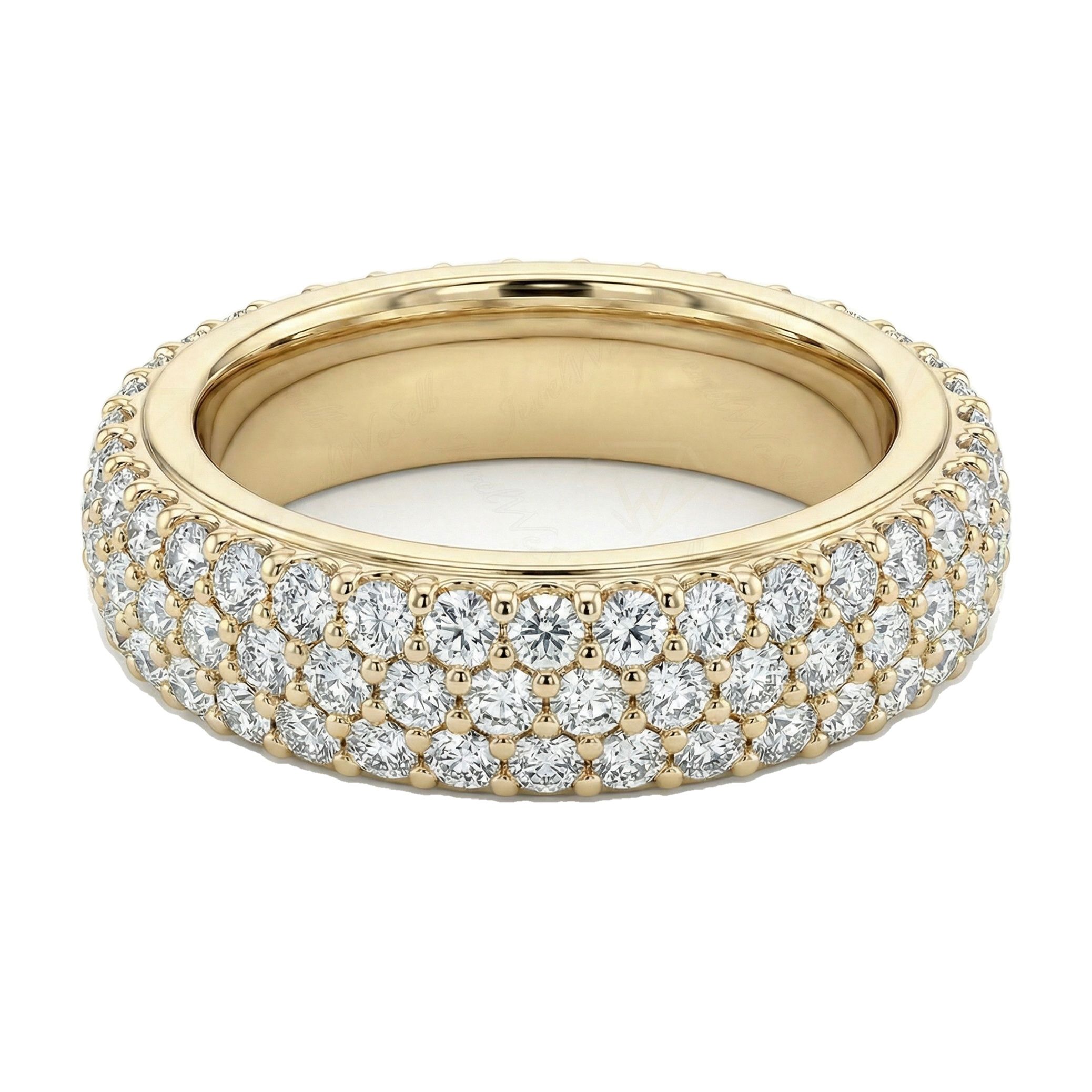 1.20 ct EF VS Lab Grown Diamond Single Row Wedding Band in 10k Yellow Gold _ Sz0875 3959