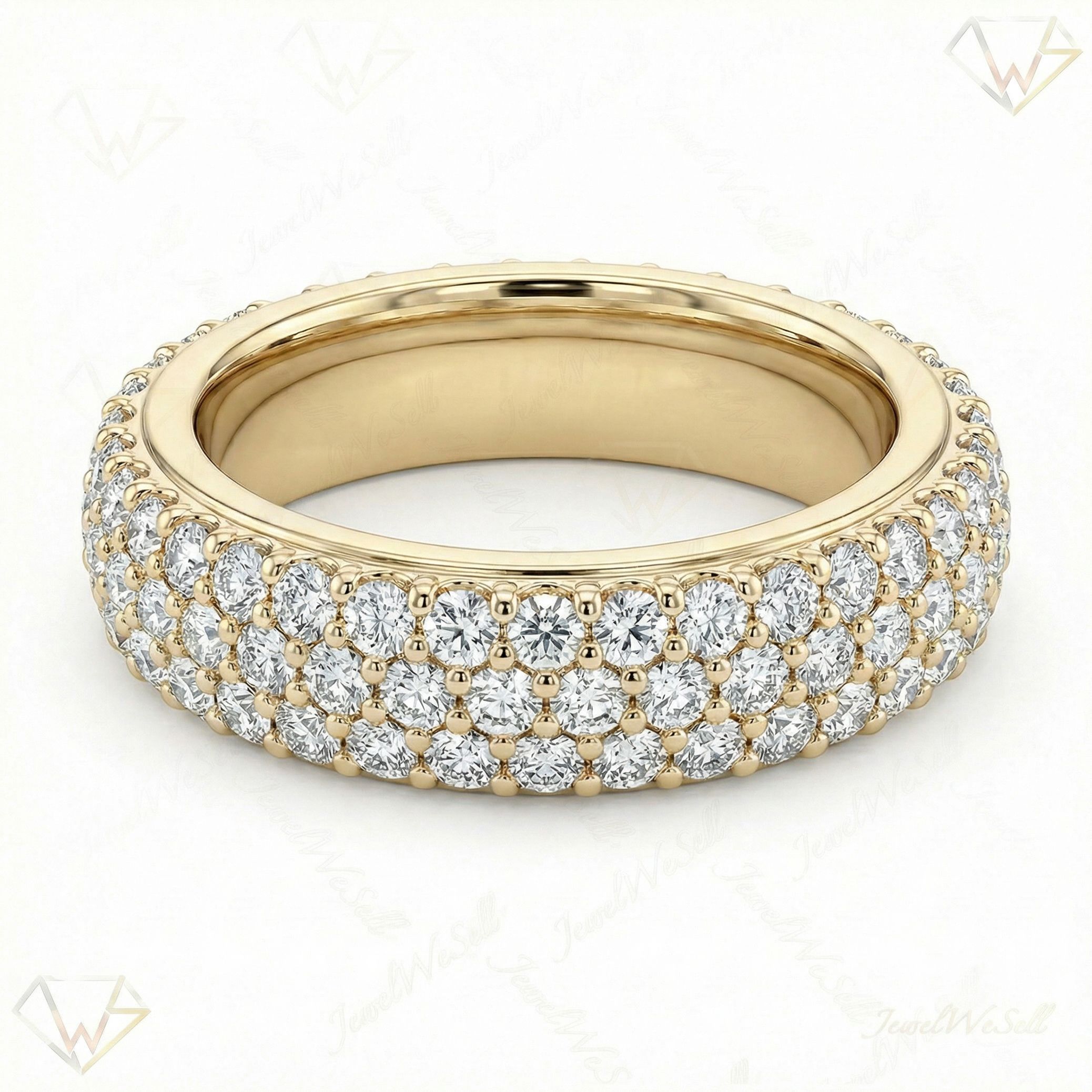 1.20 ct EF VS Lab Grown Diamond Single Row Wedding Band in 10k Yellow Gold _ Sz0625 3959