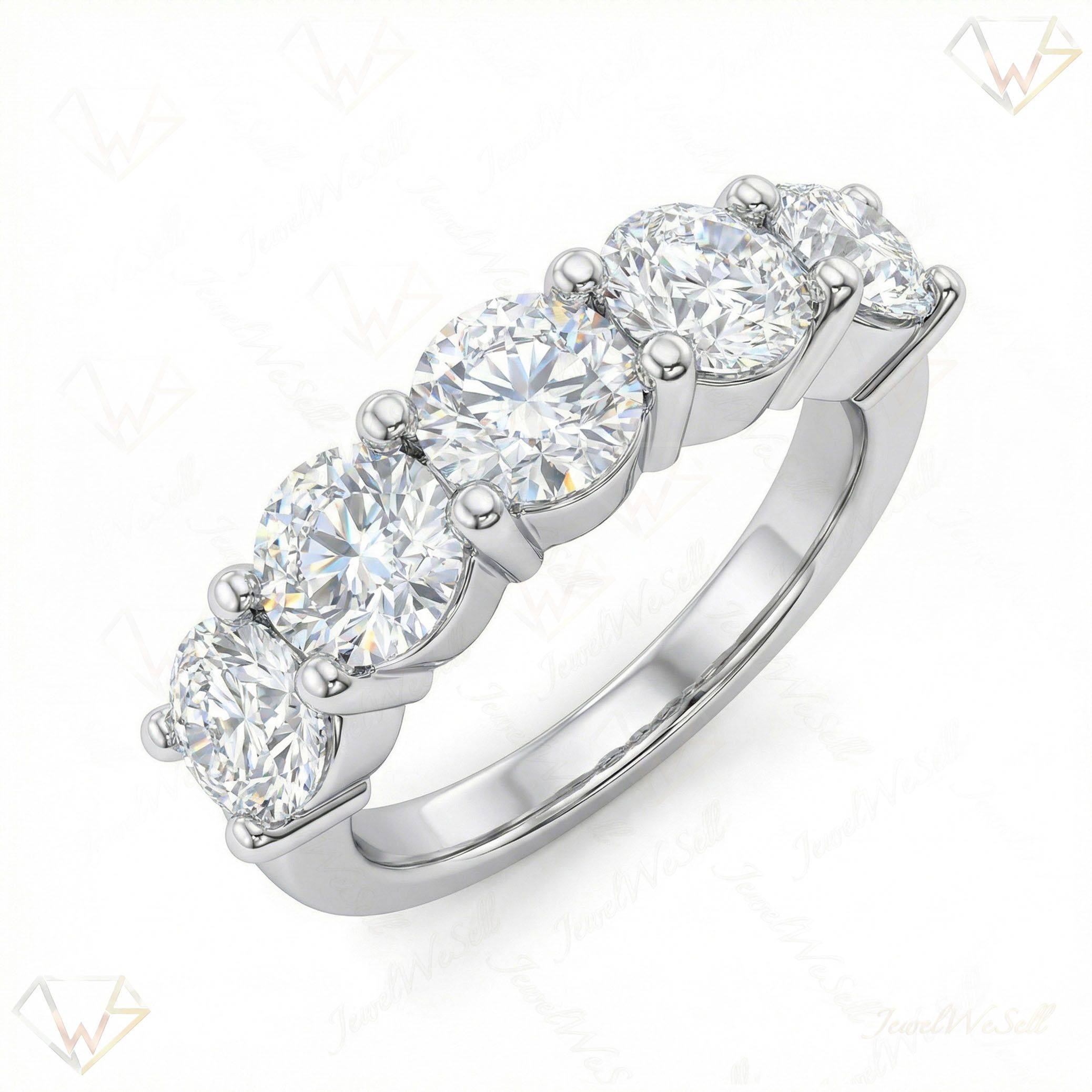 2.50 ct EF VS Moissanite Single Row Wedding Band in 925 Sterling SIlver _ Sz0550 3969