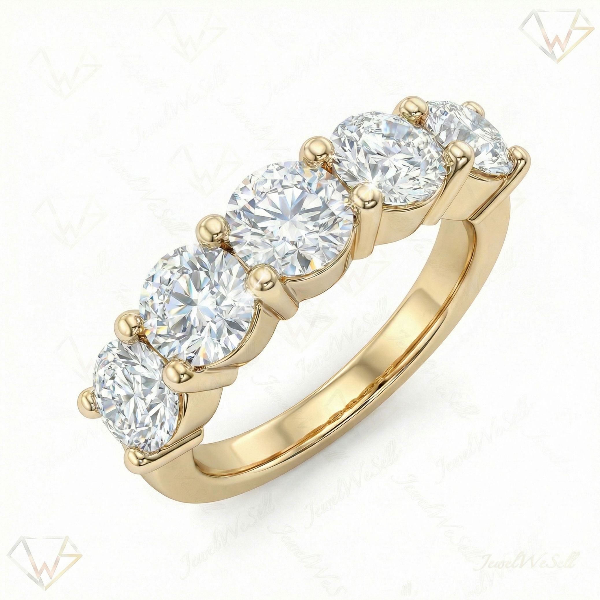 2.50 ct EF VS Lab Grown Diamond Single Row Wedding Band in 10k Yellow Gold _ Sz0600 3969