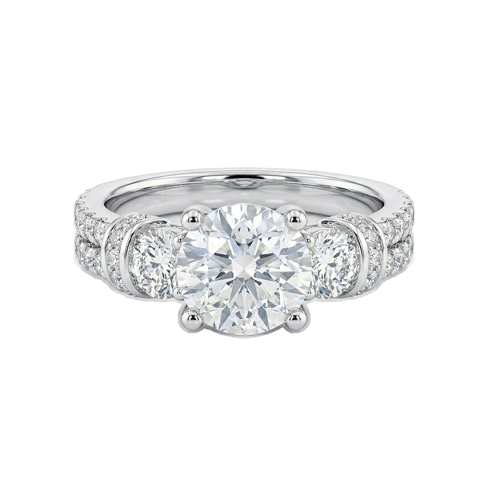 5.50 ct EF VS Moissanite Three Stone Engagement Ring in 925 Sterling SIlver _ Sz0875 3993