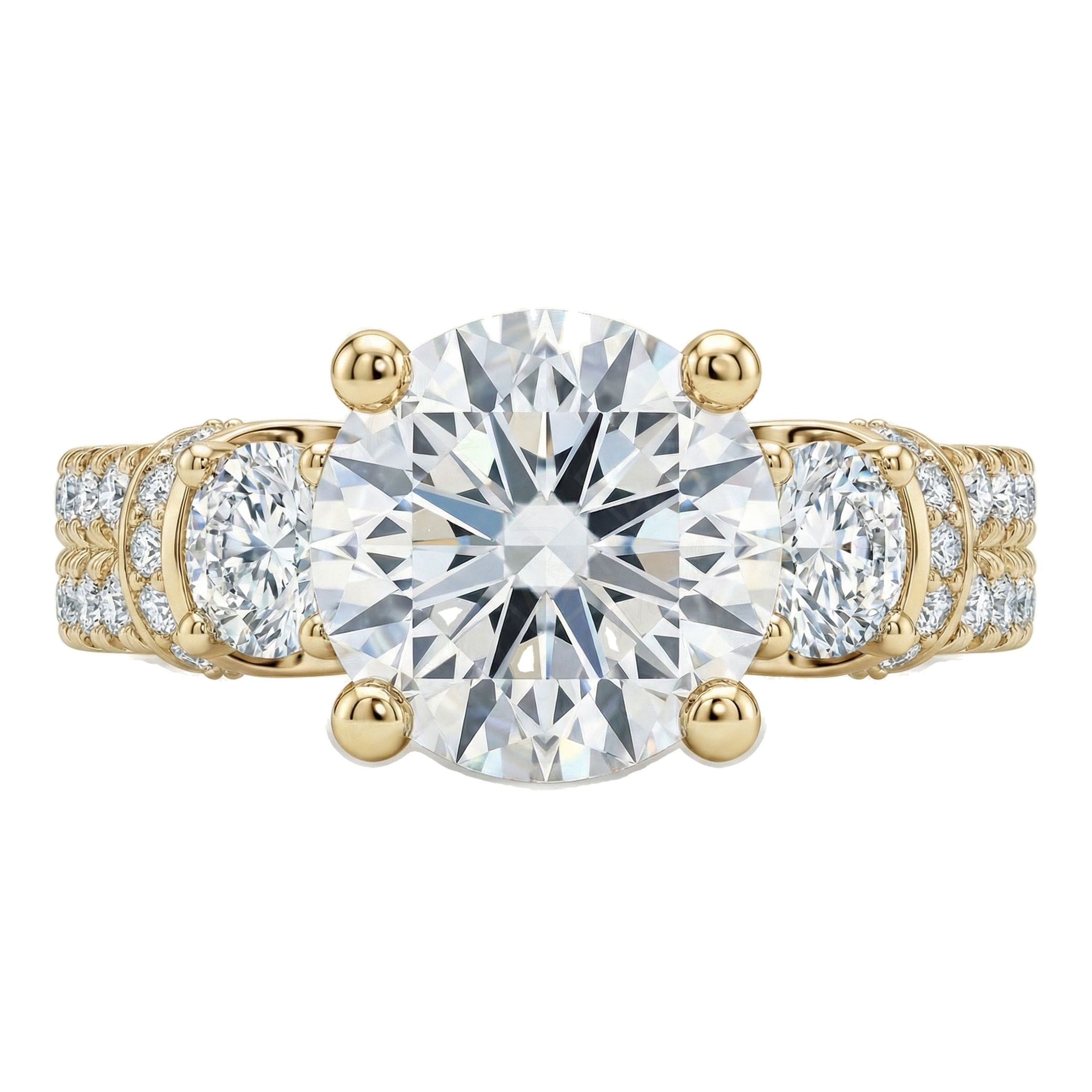 5.50 ct EF VS Lab Grown Diamond Three Stone Engagement Ring in 10k Yellow Gold _ Sz0875 3993