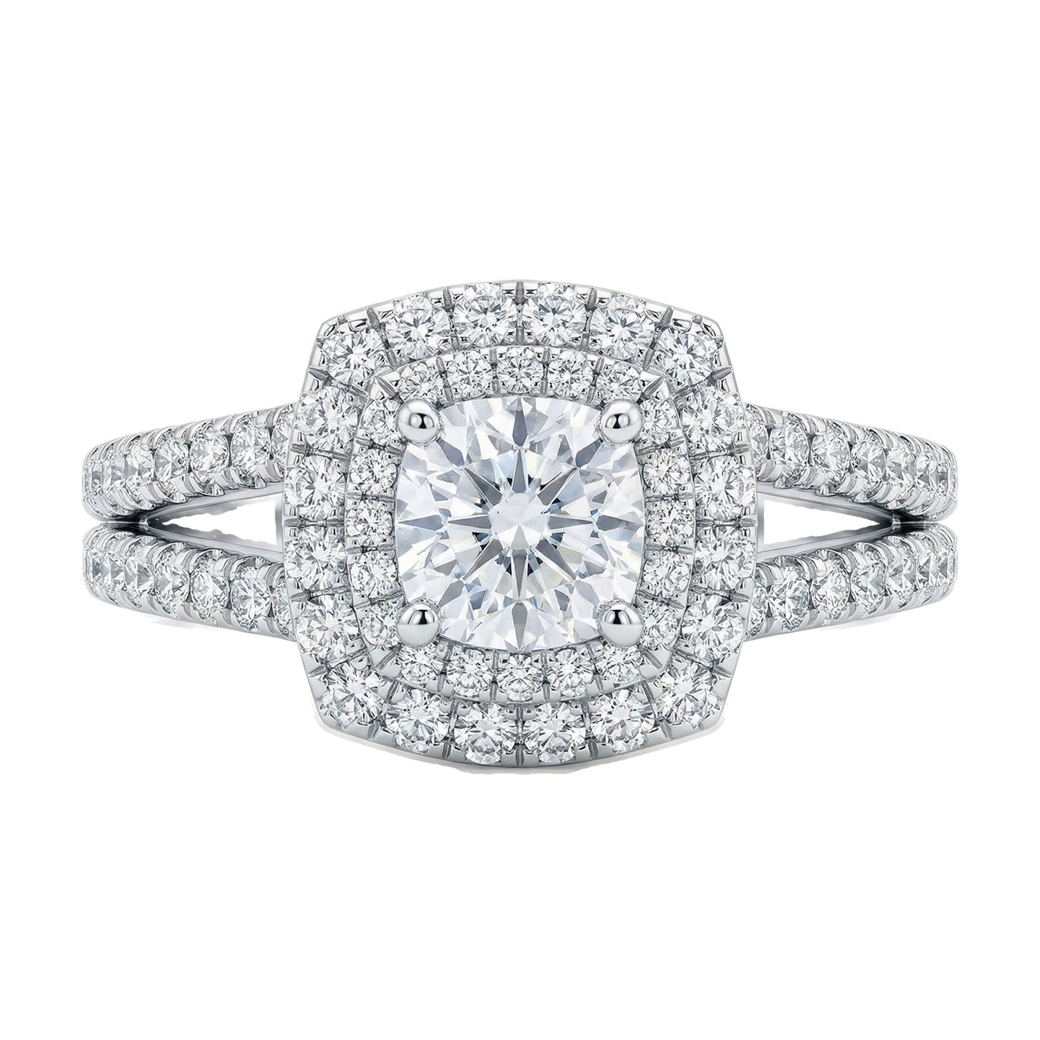 1.33 ct EF VS Moissanite Halo Engagement Ring in 925 Sterling SIlver _ Sz0575 4092