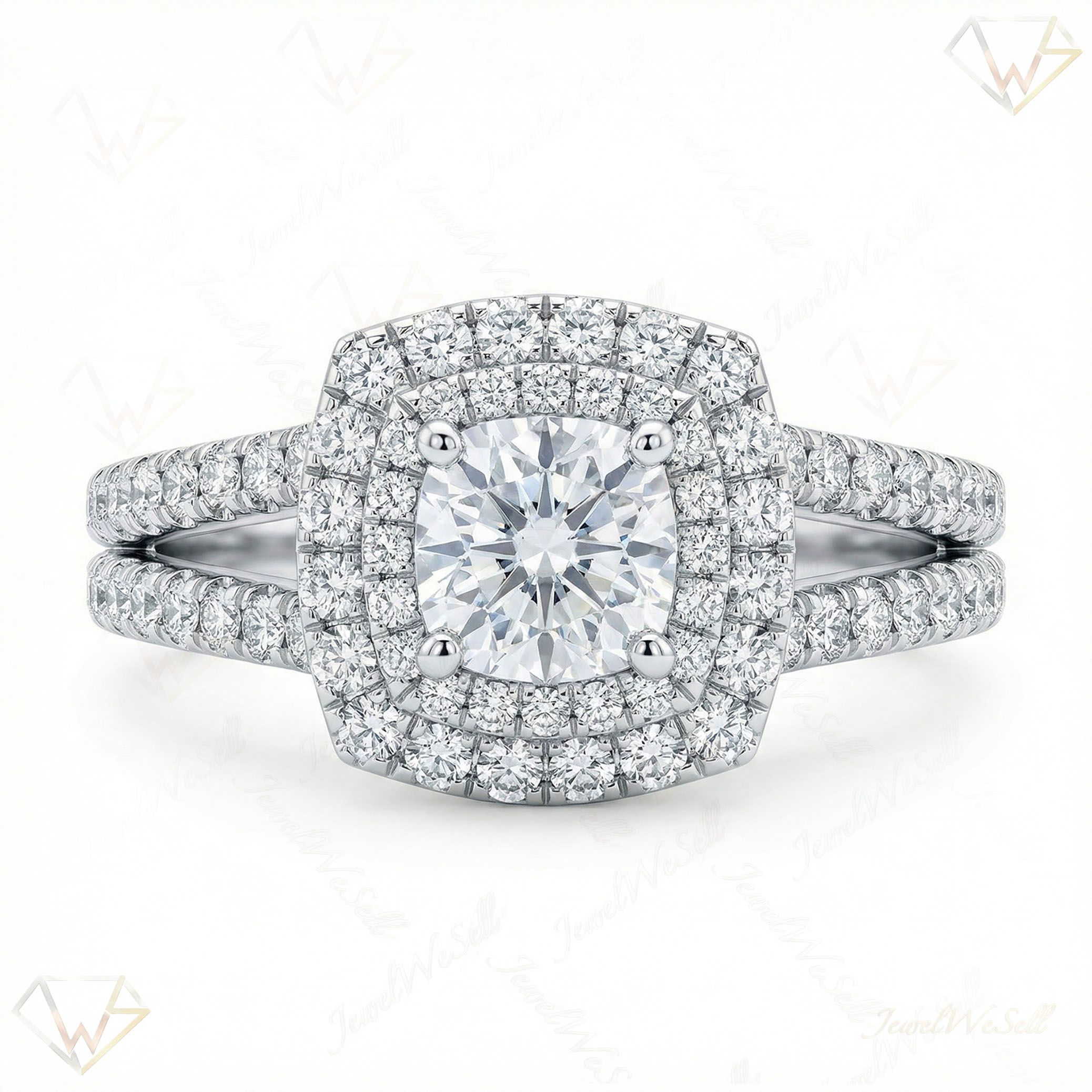 1.33 ct EF VS Moissanite Halo Engagement Ring in 925 Sterling SIlver _ Sz0850 4092