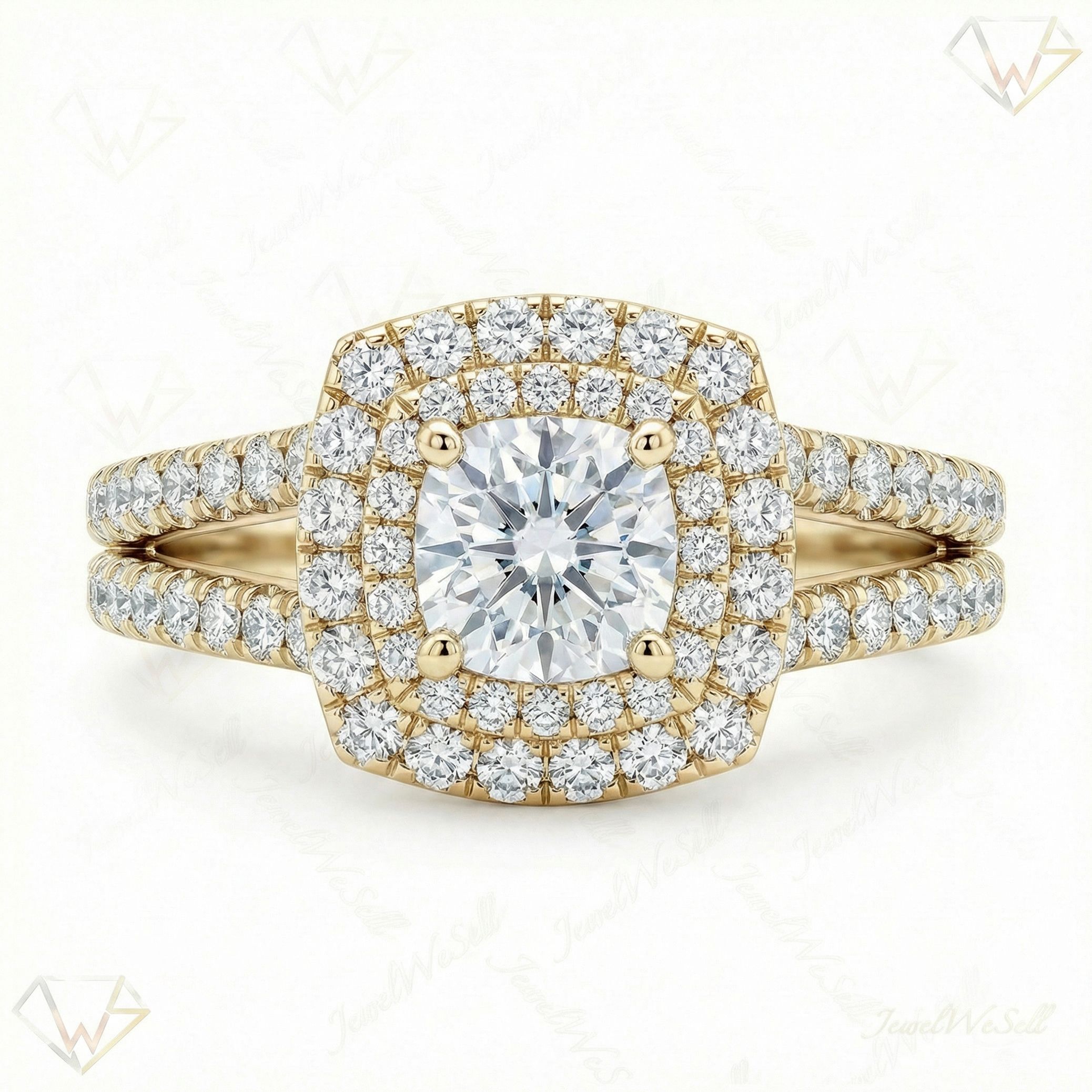 1.33 ct EF VS Lab Grown Diamond Halo Engagement Ring in 14k Yellow Gold _ Sz0600 4092
