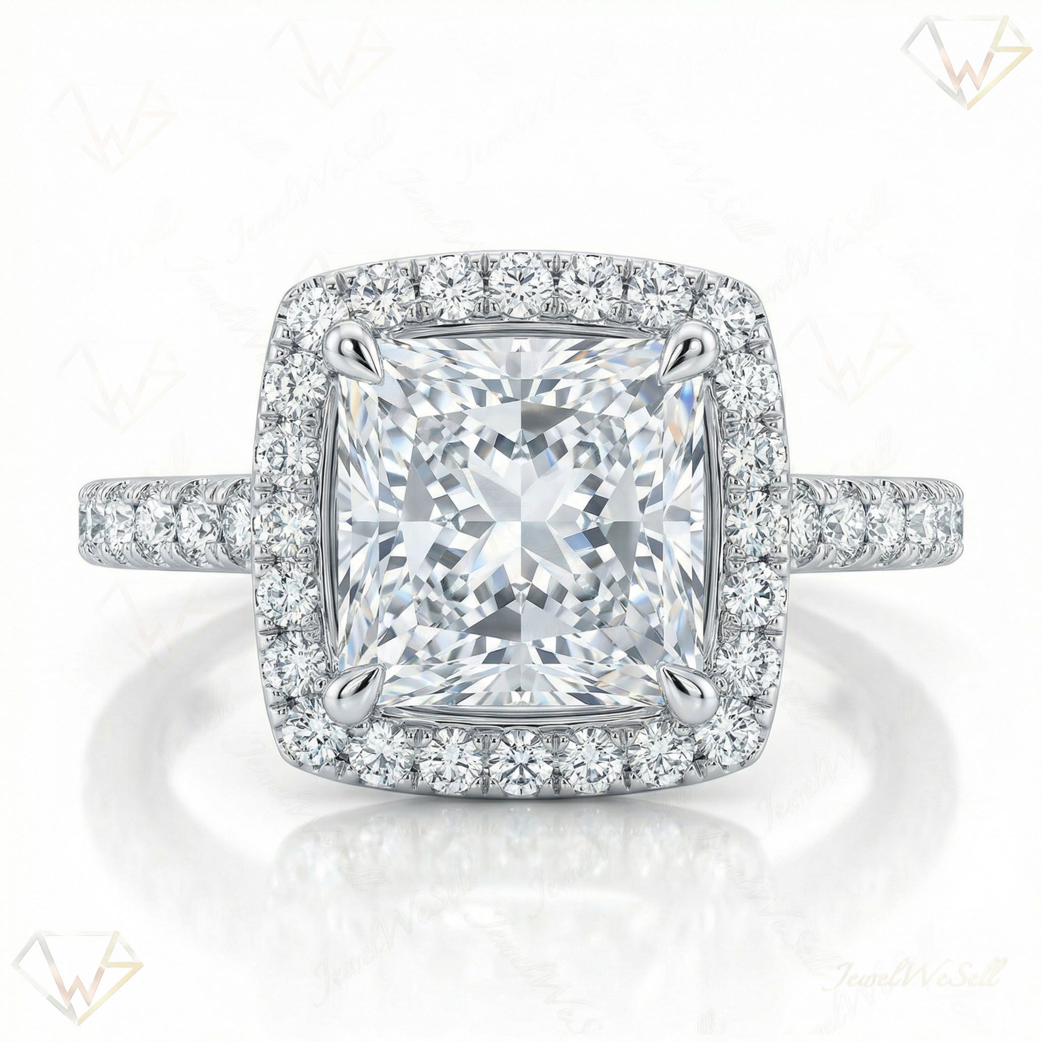 2.66 ct EF VS Lab Grown Diamond Halo Engagement Ring in 14k White Gold _ Sz0500 4118