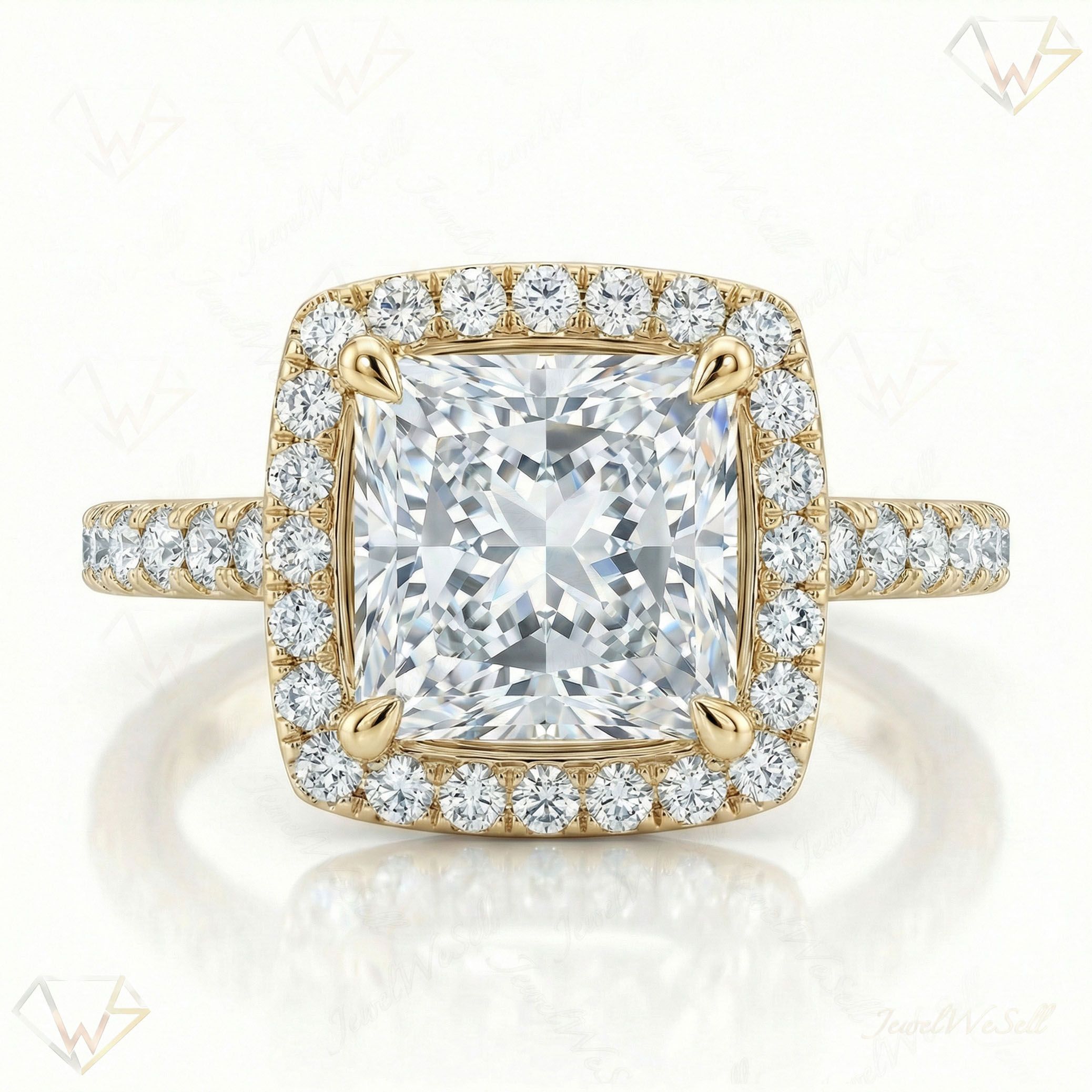 2.66 ct EF VS Lab Grown Diamond Halo Engagement Ring in 10k Yellow Gold _ Sz0525 4118